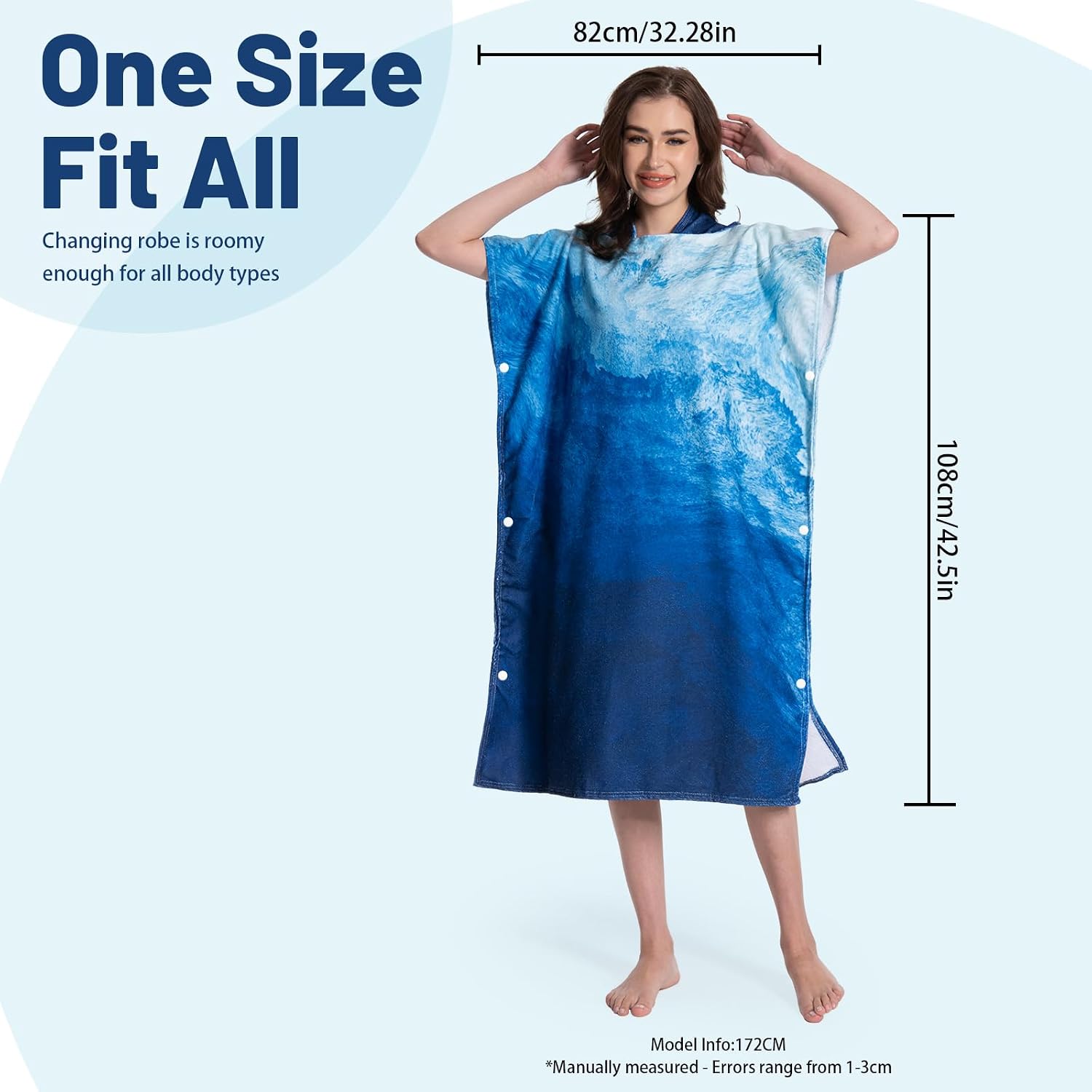 Detalle de MOKANI Changing Robe: Hooded Towel Poncho for Swimming, Beach and Surf