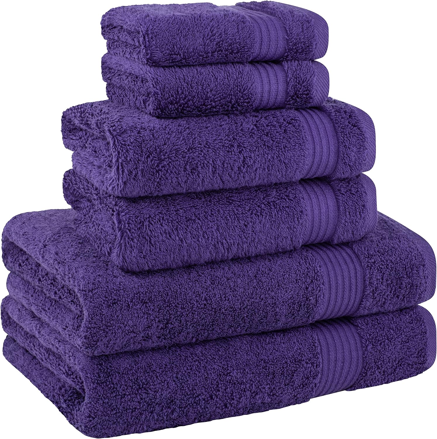 Detalle de Cotton Paradise 6 Piece Turkish Towel Set (Purple) — 100% Cotton, 600 GSM