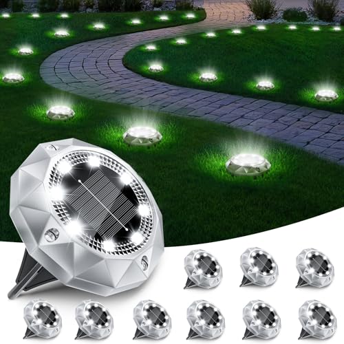 Detalle de FIFlying 10 Luces Solares LED para Exterior – 8 LED, IP65, Blanco Frío,セット de 10