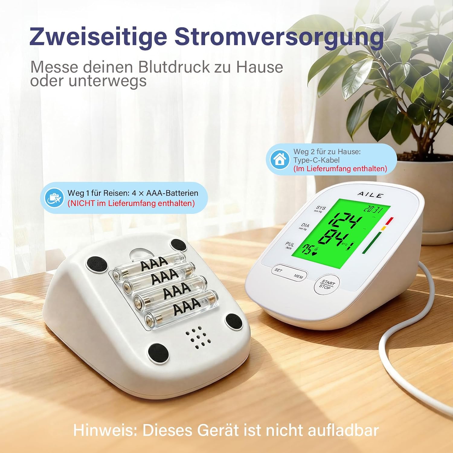 Thumbnail 5 de AILE X6 Oberarm-Blutdruckmessgerät für 22–42 cm mit ±3 mmHg Präzision und Arrhythmie-Erkennung