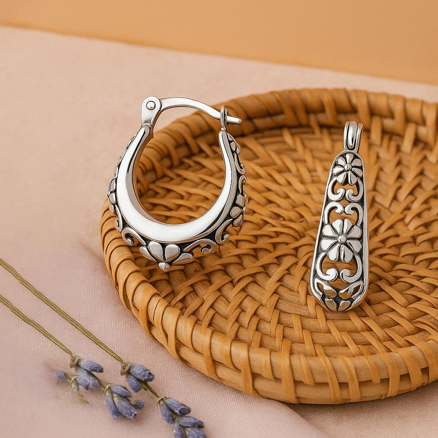 Detalle 1 de LeCalla 925 Sterling Silber filigrane Ohrringe