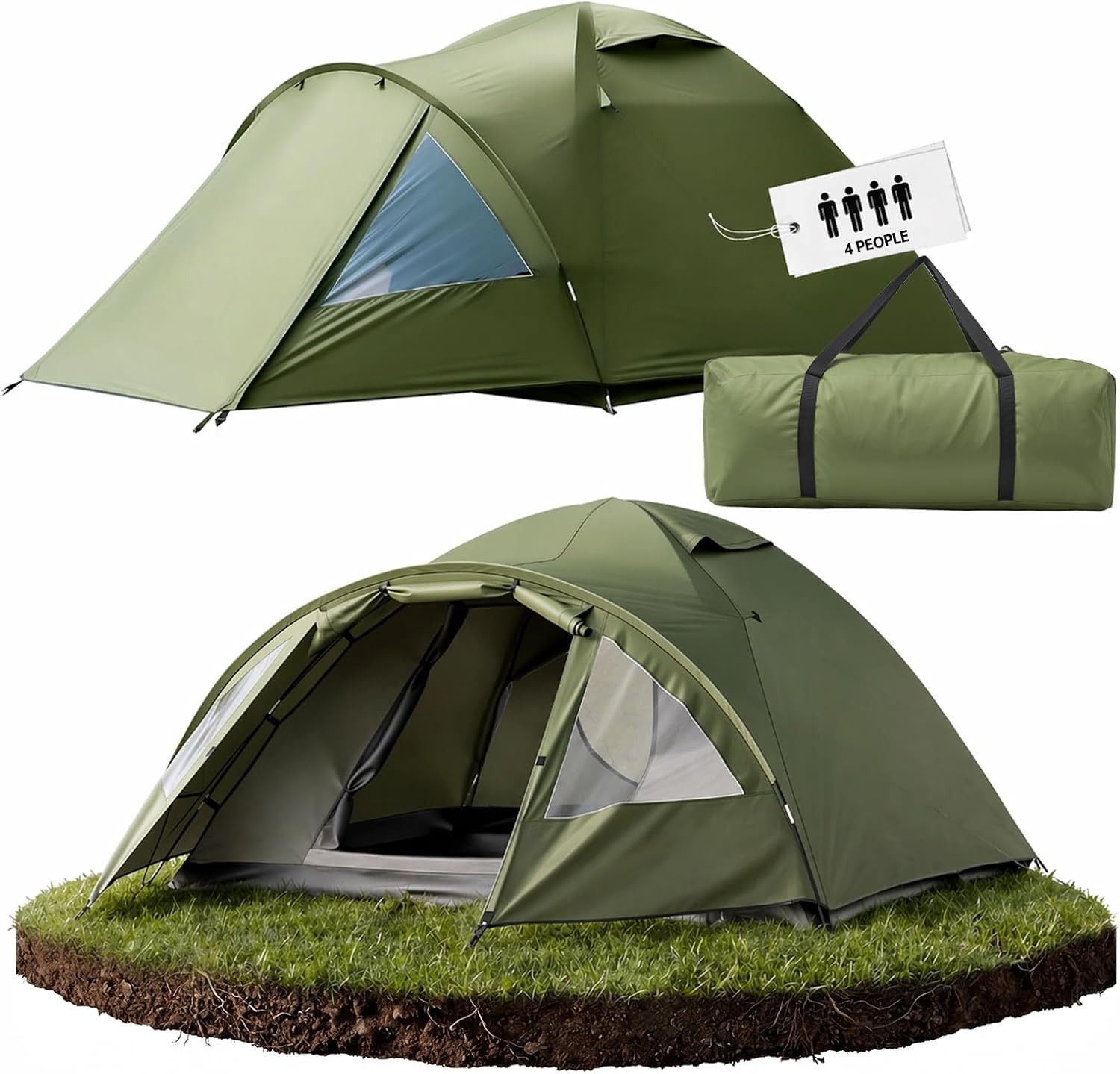 Detalle de FORRINX campingtält för 4 personer med absid, dubbla väggar och UV30-skydd