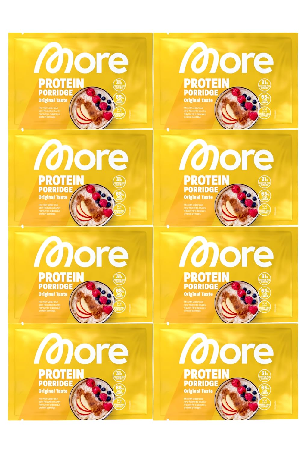 Detalle de More Protein Porridge – 13er Tray Classic, 13 × 62 g, 31 g Eiweiß pro Portion