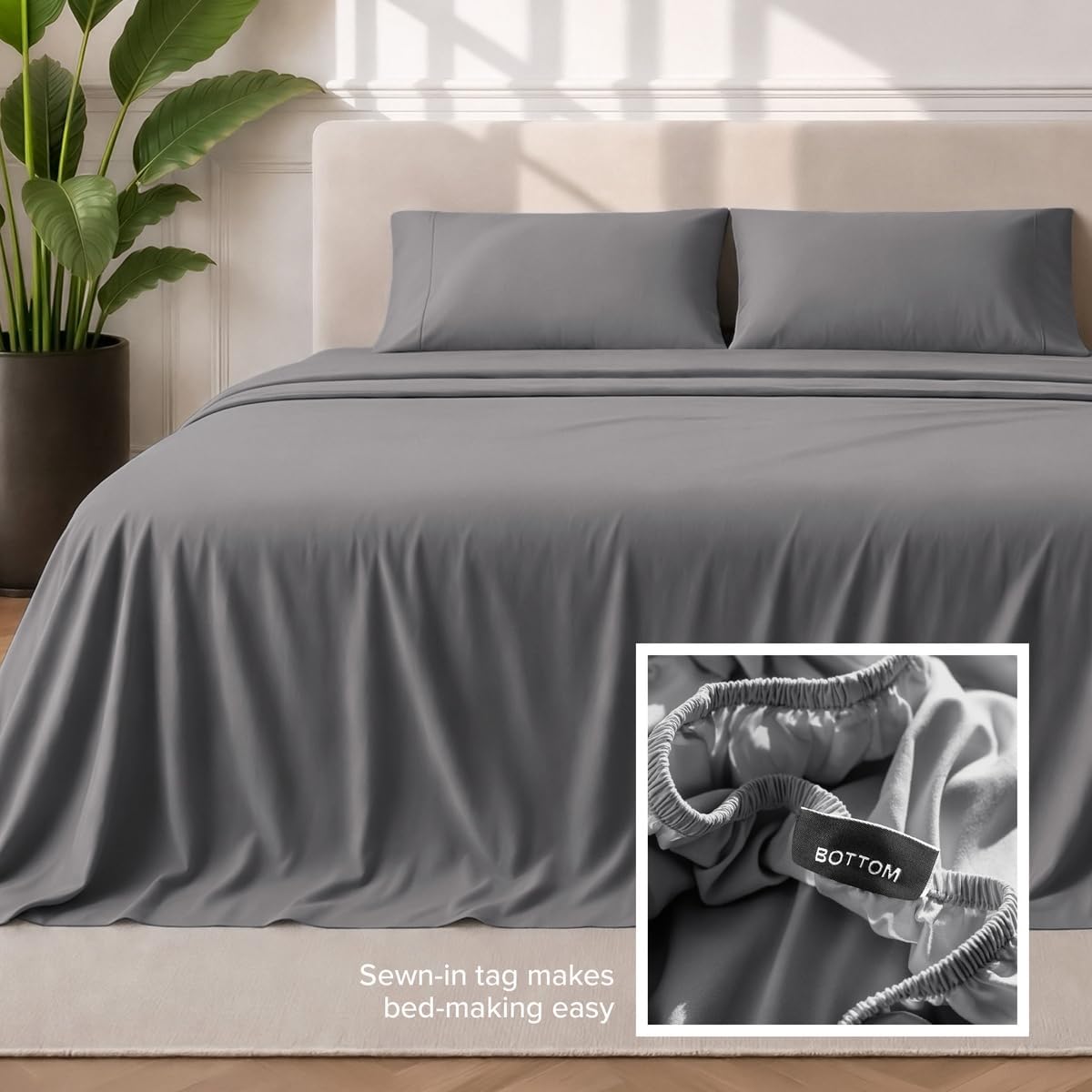 Detalle de Bare Home Queen Sheet Set, 1800 Thread