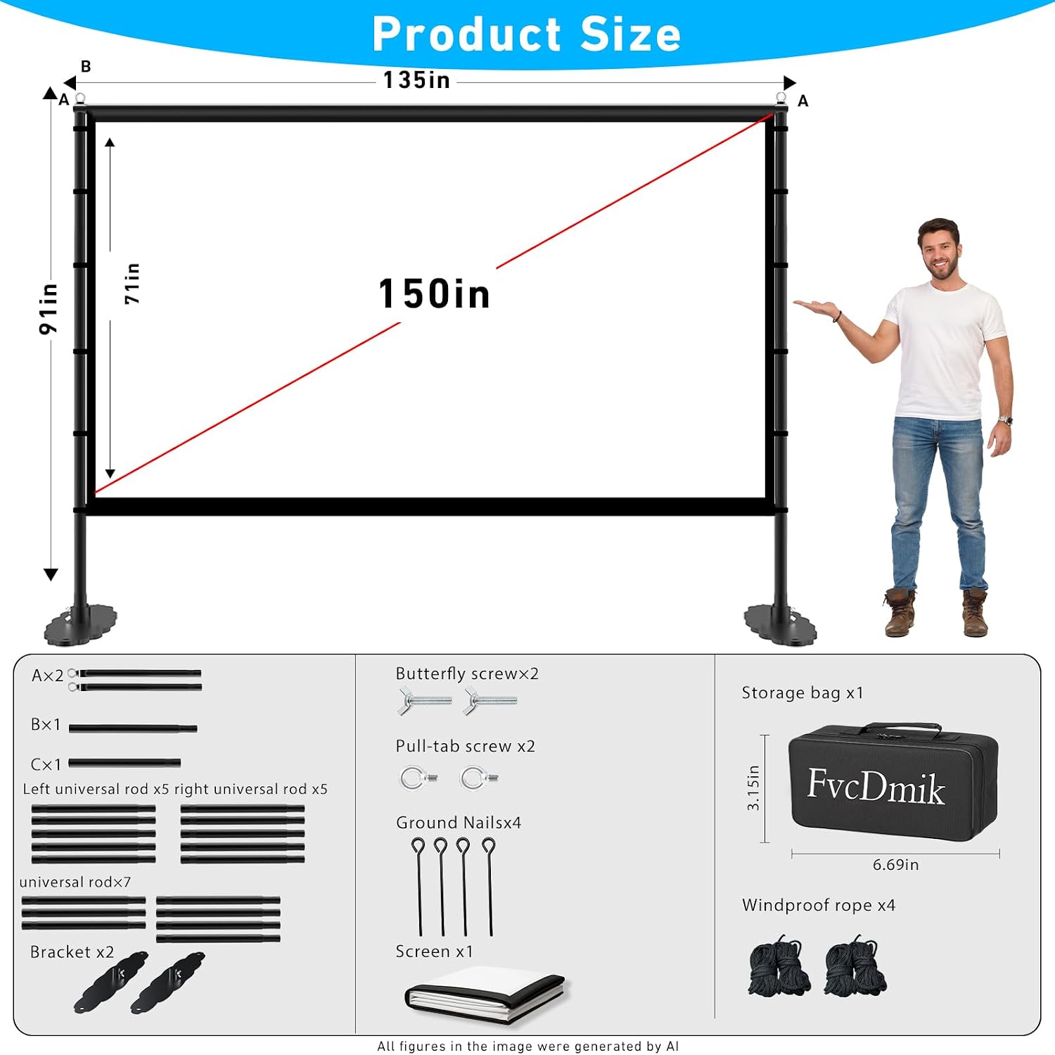 Thumbnail 6 de Projector Screen, 150-Inch