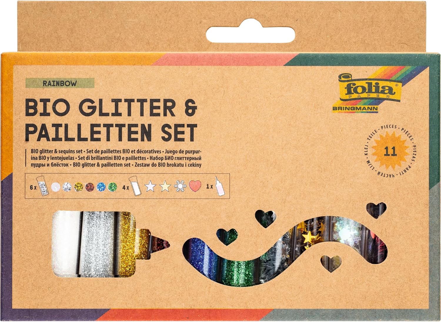 Detalle de Folia 5791 glitterset met 10 tubes, 6 bio-glitters en 90 g decoratieve lijm