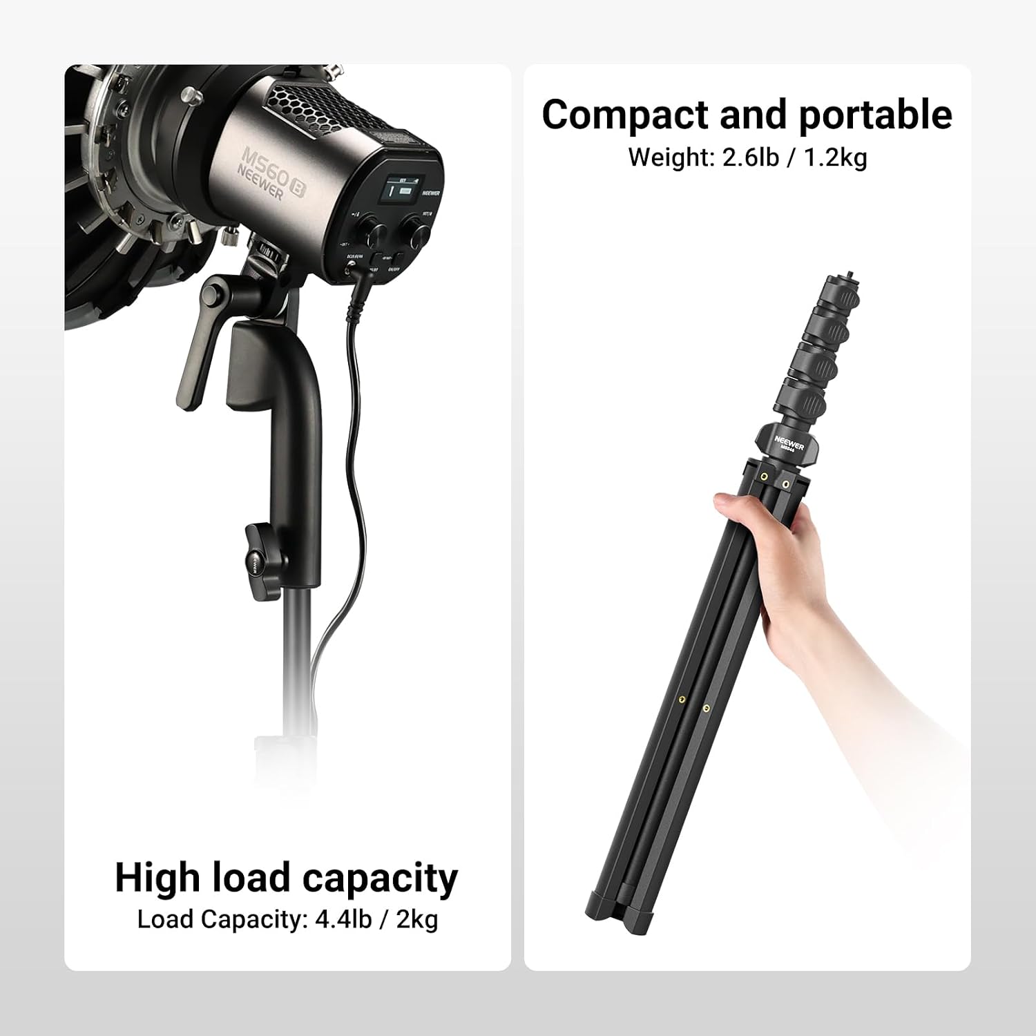 Detalle 1 de NEEWER MS046 Floor Microphone Stand with Adjustable Boom Arm and Tripod Base