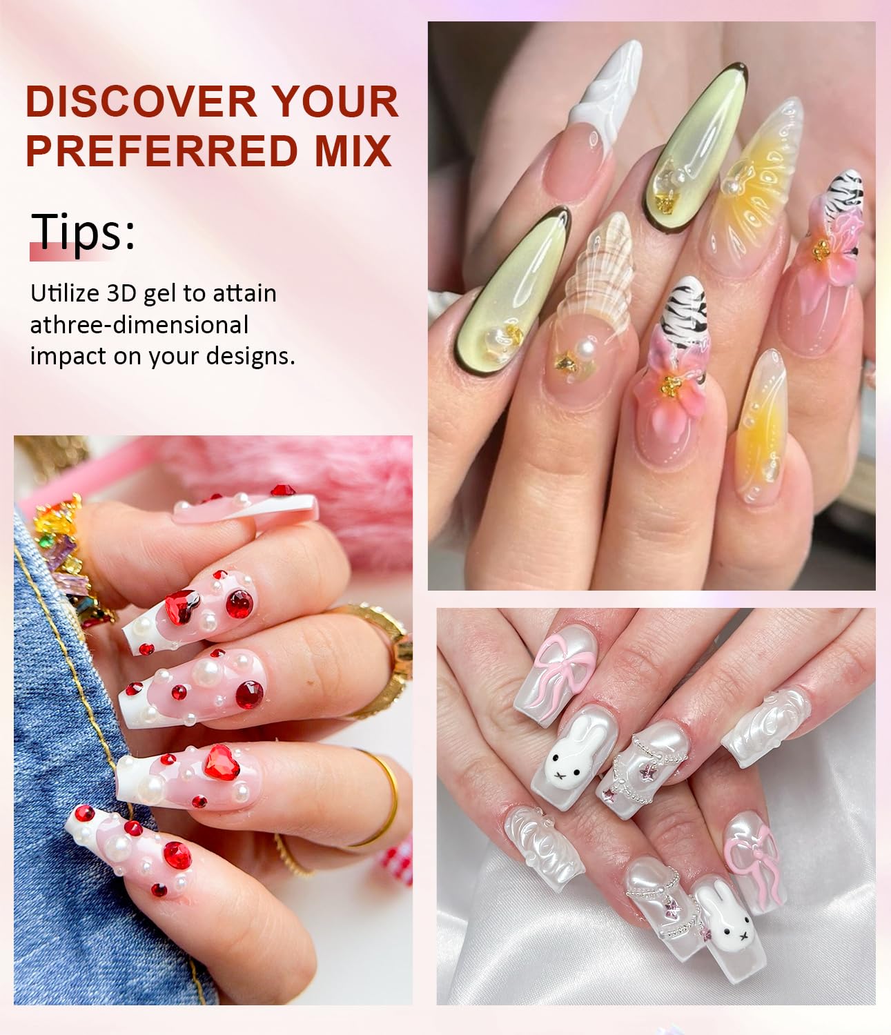 Thumbnail 6 de BISHENGYF Multifunktions 3D Gel Nail Art Set – Chrome-Glitzer & 15 g Gel, 2 Chrome-Puder, rhinestone Kleber