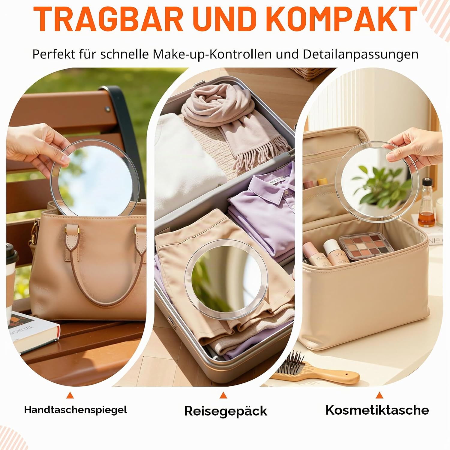 Detalle 2 de Auxmir 10X Vergrößerungsspiegel, 15 cm – 3 Saugnäpfe, Schmink- und Präzisionsspiegel