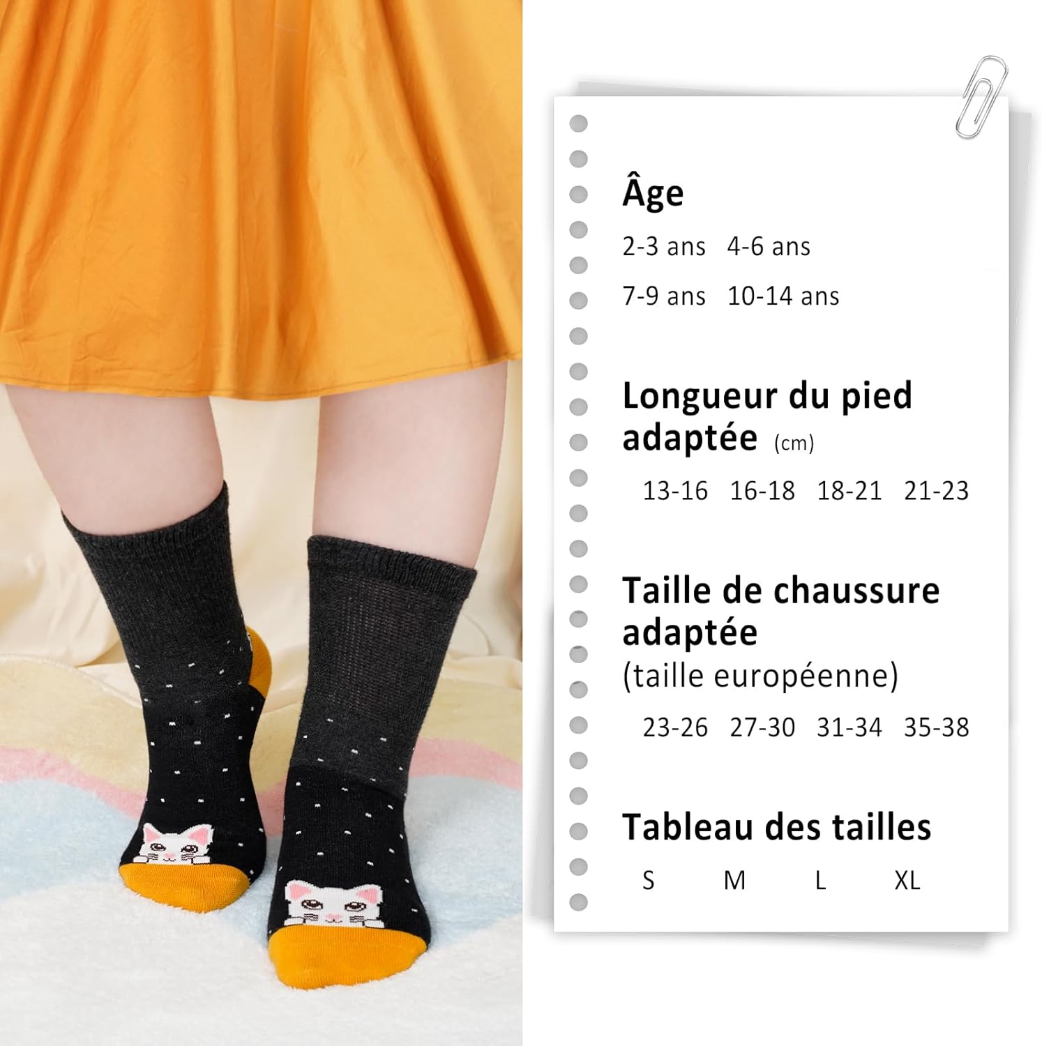 Thumbnail 6 de LOFIR Lot de 5 paires de chaussettes fantaisie coton pour filles (modèles animaux chat & chien), 2 à 12 ans