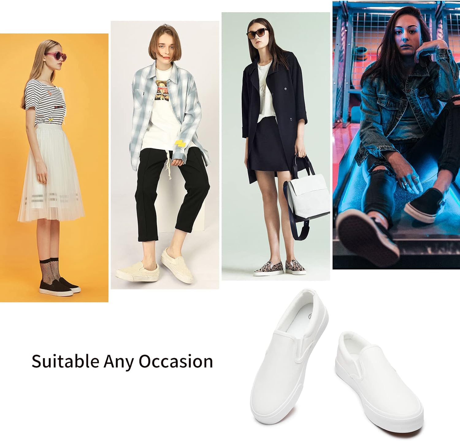 Detalle 2 de hash bubbie Women's Canvas Slip-On Sneakers with Padded Insoles and Rubber Soles