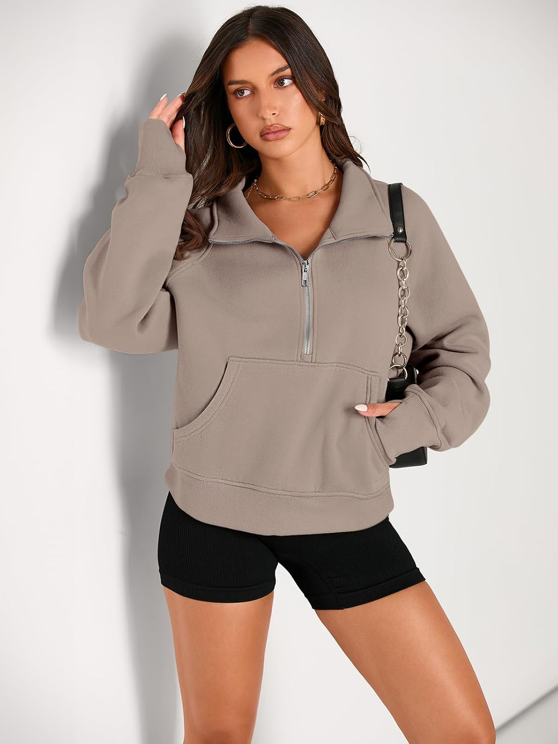 Thumbnail 1 de AUTOMET Women's Half Zip Cropped Fleece Hoodie (Fall 2026)