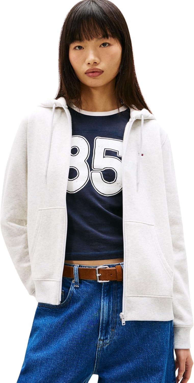 Detalle de Tommy Jeans Sweat à Capuche Femme avec Fermeture Éclair et Capuche