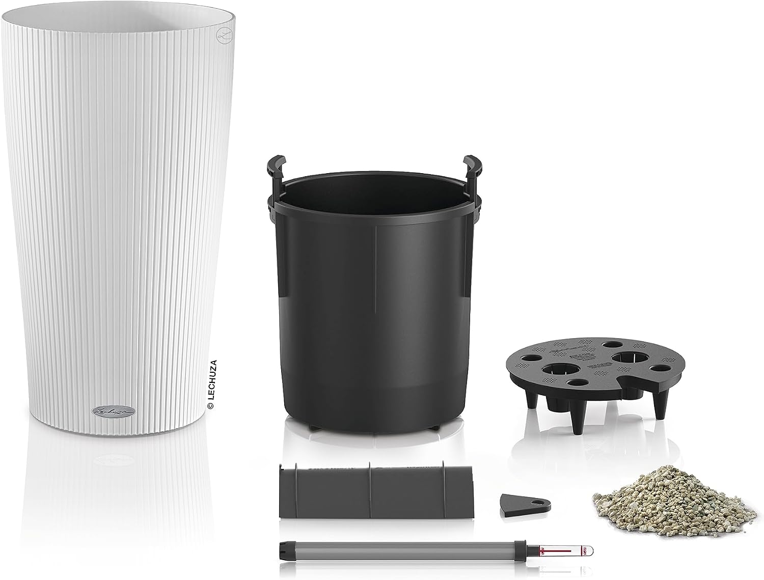 Detalle de LECHUZA CILINDRO Color 32 bianco (13950) – Fioriera con sistema di irrigazione integrato