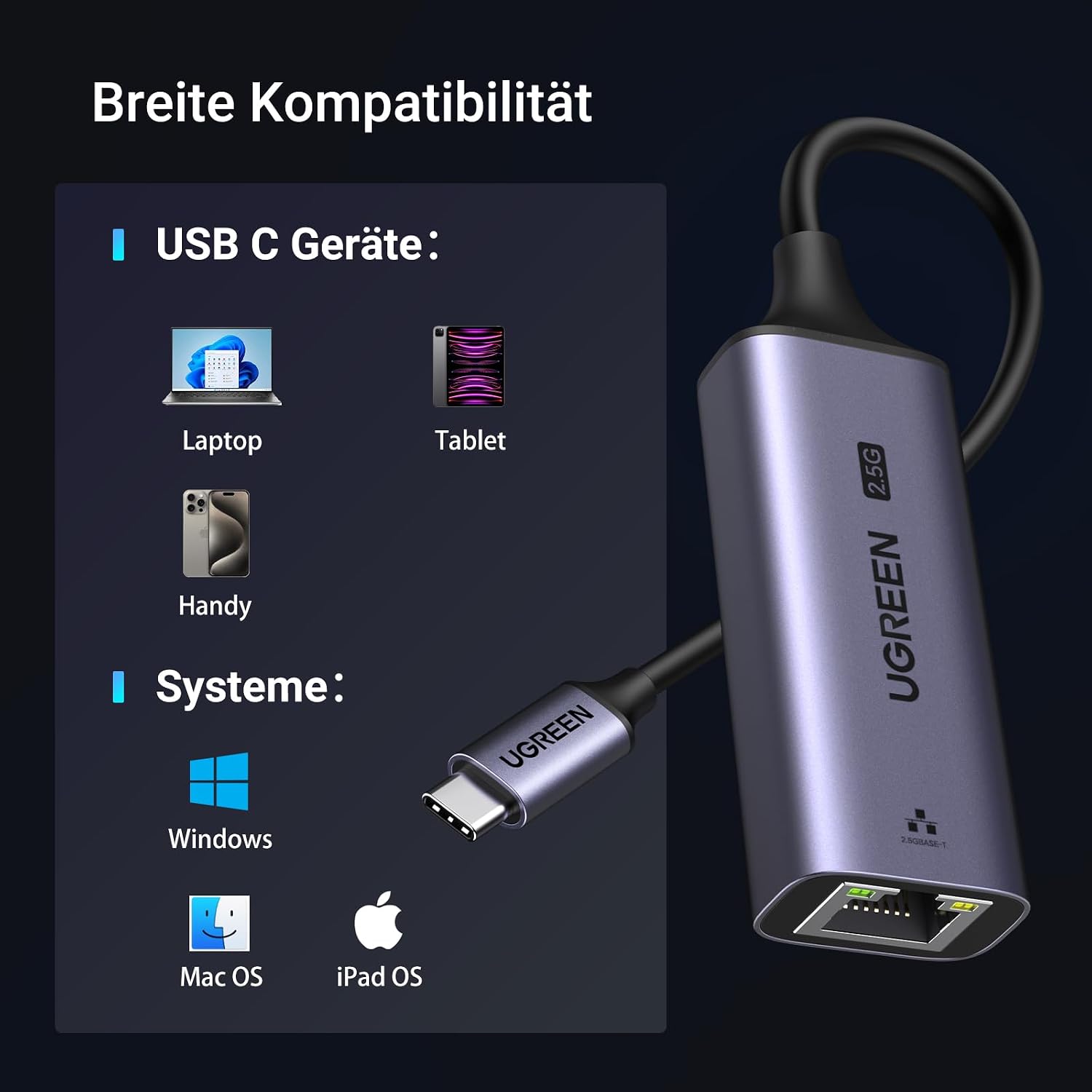 Thumbnail 3 de UGREEN 2.5G USB‑C LAN Adapter 2500Mbps Ethernet