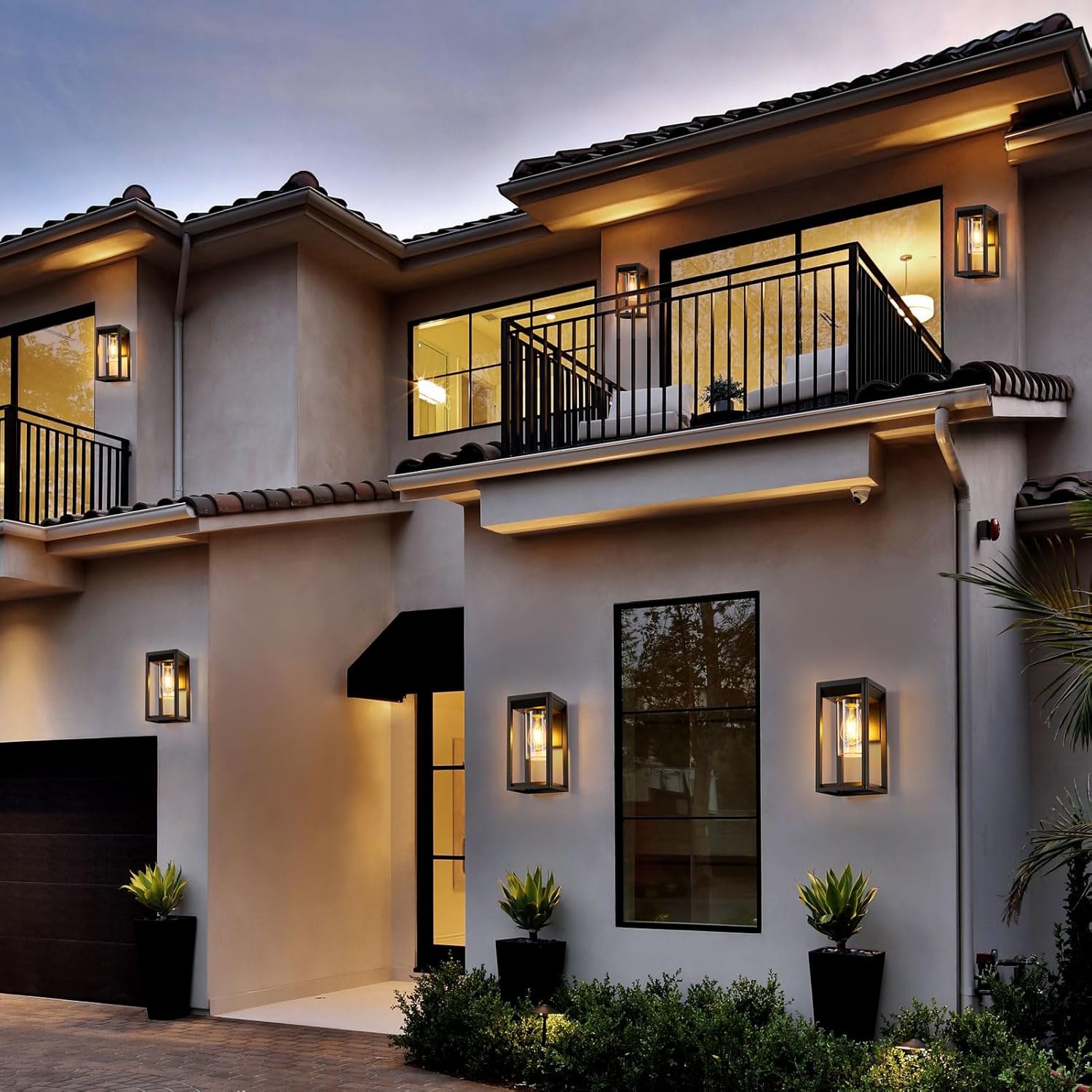 Thumbnail 5 de HARPER LIVING Outdoor Wall Lights Lantern – IP65 Weatherproof Mains E27 Wall Lamp (Black Aluminium, Clear Shade)