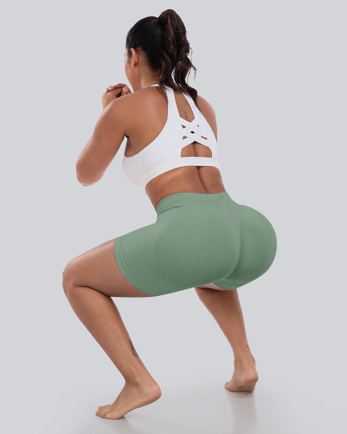 Thumbnail 5 de CHRLEISURE Workout Gym Biker Shorts 4-Piece Set: High-Waisted Scrunch Butt, Seamless & Squat-Proof