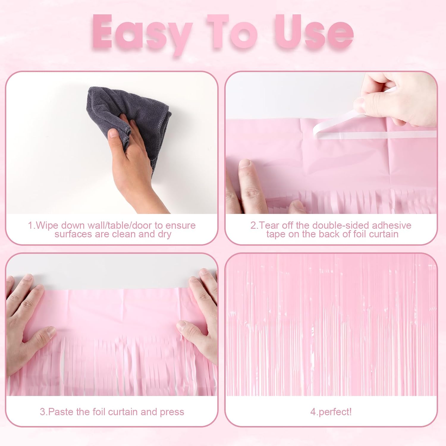 Thumbnail 3 de Voircoloria Pastel Pink Fringe Curtain 3.28 ft 🎉