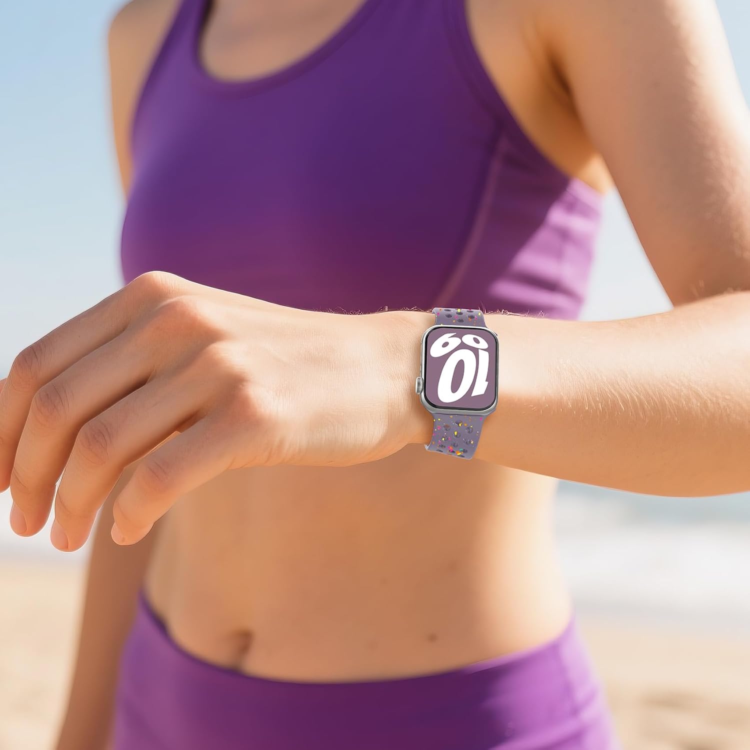 Detalle 2 de Gulemfy Silicone Sports Band for Apple Watch, Breathable Perforated Design