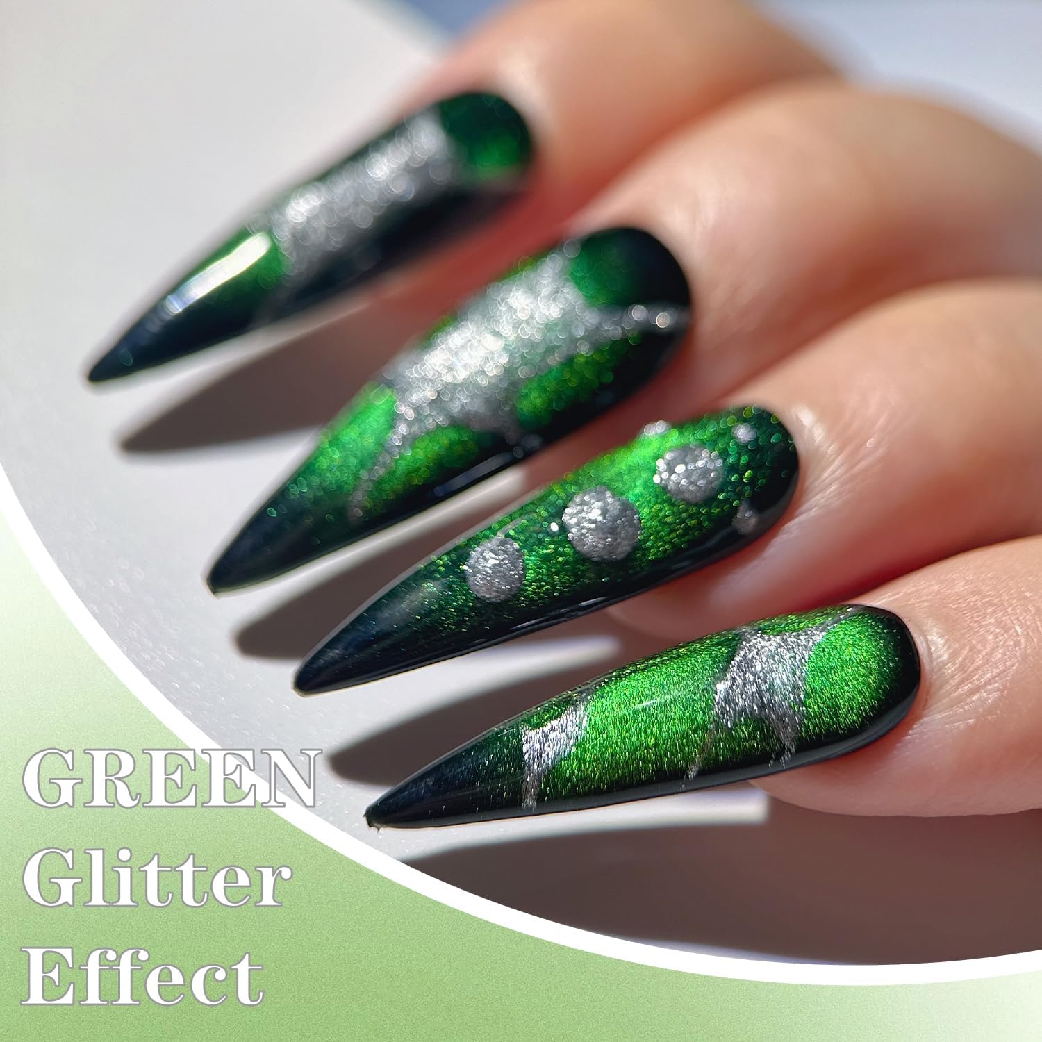 Thumbnail 4 de Senvenski Gelée Vitrail Cat Eye semi-permanent Oeil de Chat magnétique 3D holographique (15 ml) Vert émeraude MY1-029