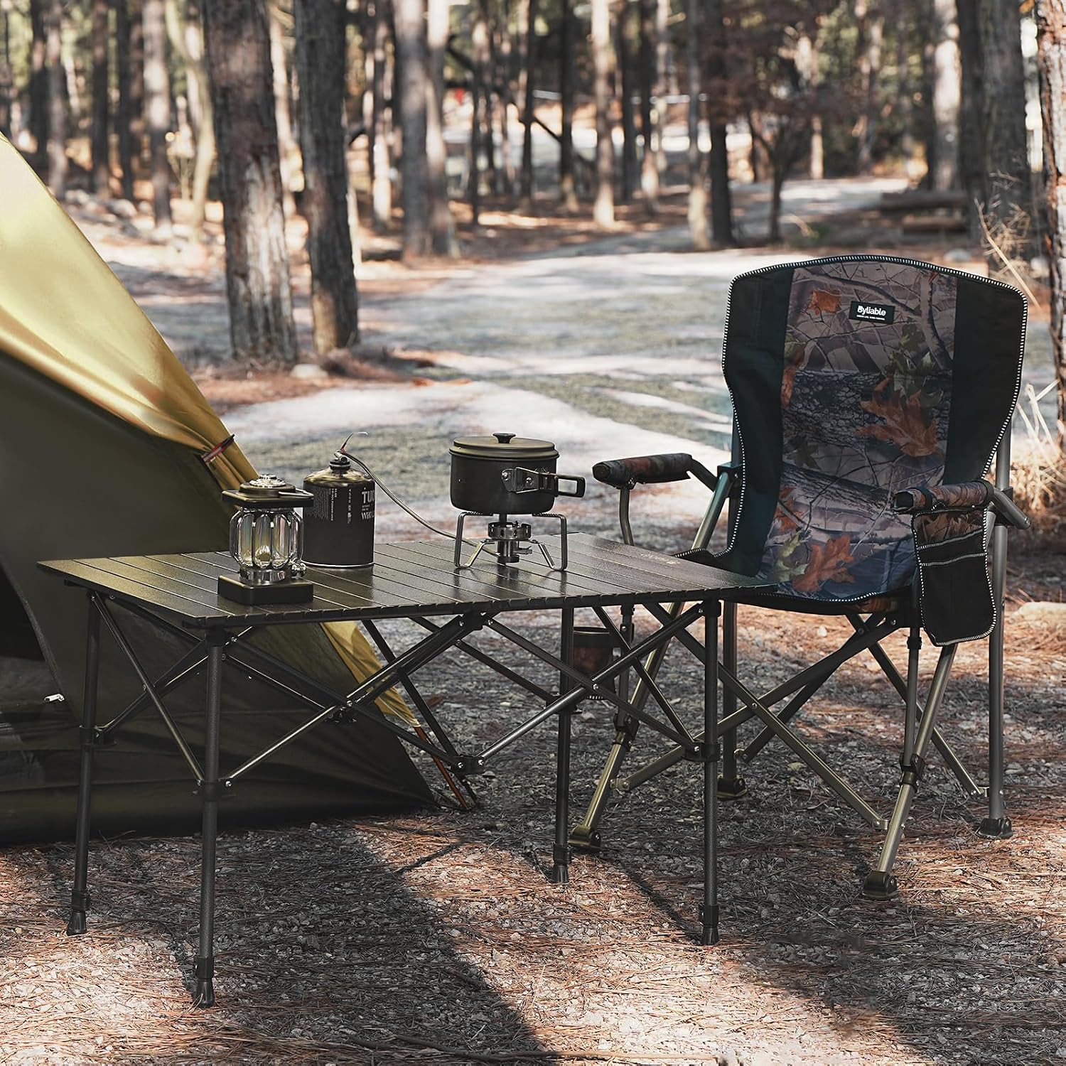 Thumbnail 1 de Byliable BYCT37INN-USFBA Folding Camping Table, Adjustable Height, Aluminum Top