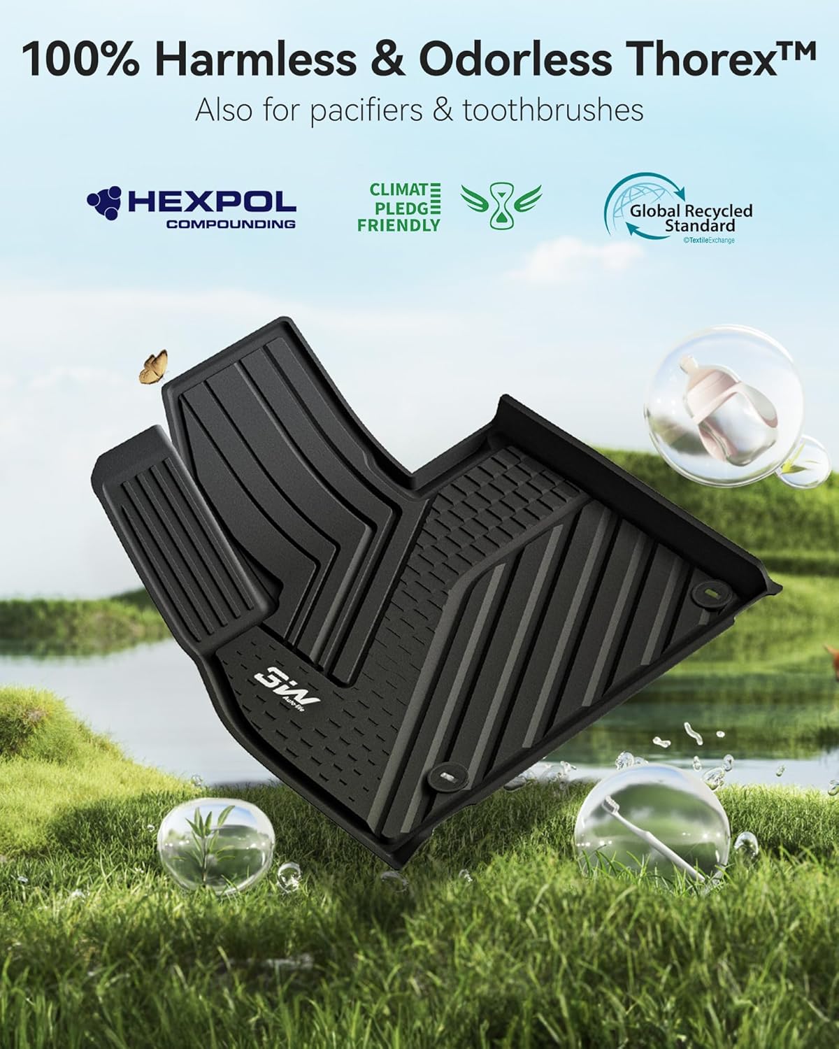 Thumbnail 6 de 3W TPE Floor Mats for Kia Telluride (2020–2025) — 7&8 Seats, All-Weather Custom Fit, Black