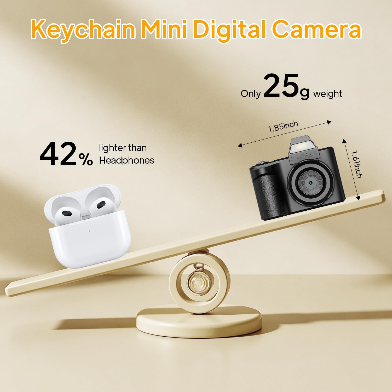 Thumbnail 5 de MaxMango Mini Schlüsselanhänger Digitalkamera – Retro-Kamera mit 1,3 Zoll, 1080P und 64 GB Speicher (Schwarz)