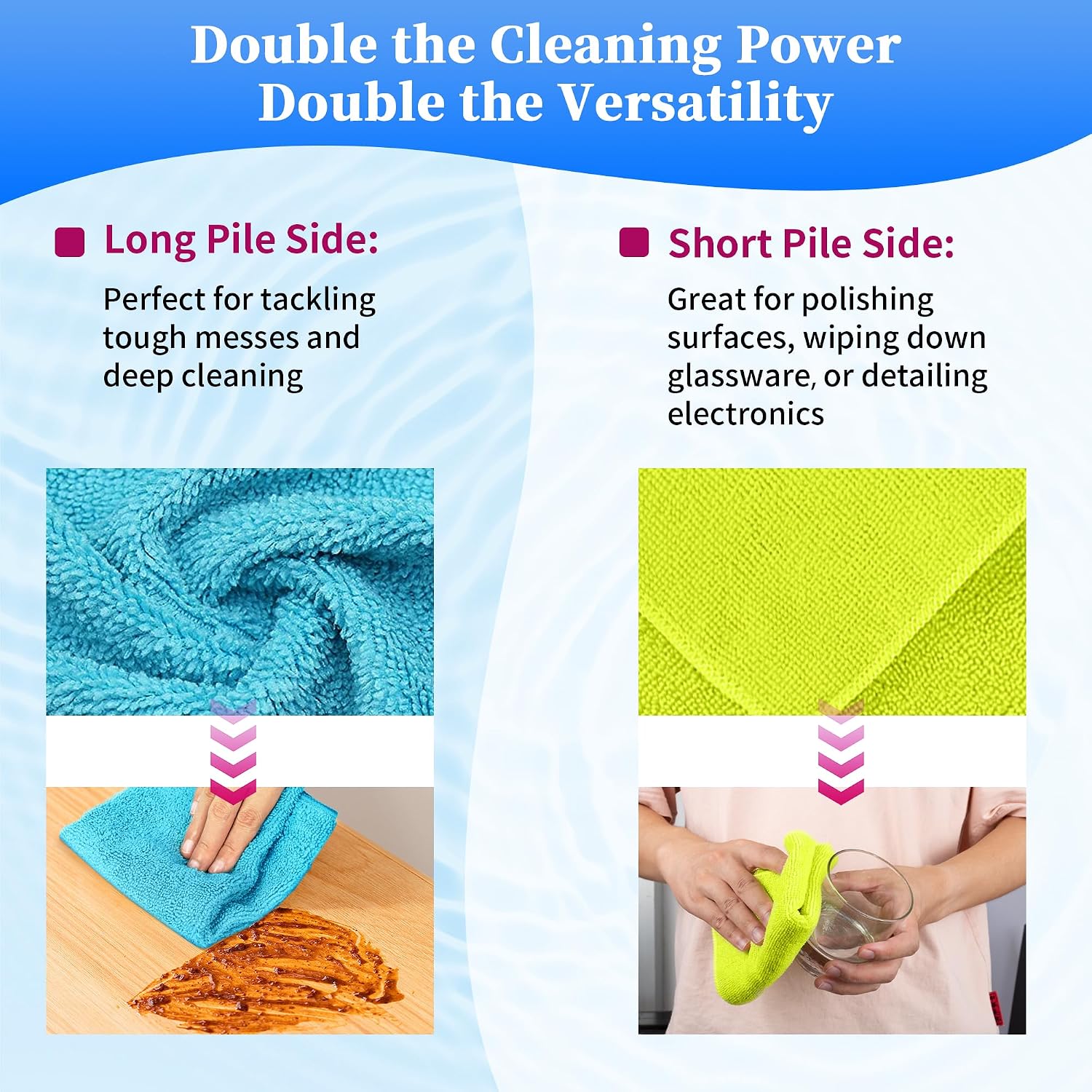 Detalle de FIXSMITH FM-JLC02-48PK Microfiber Cleaning Cloths, 48-Pack, 12 x 16 in