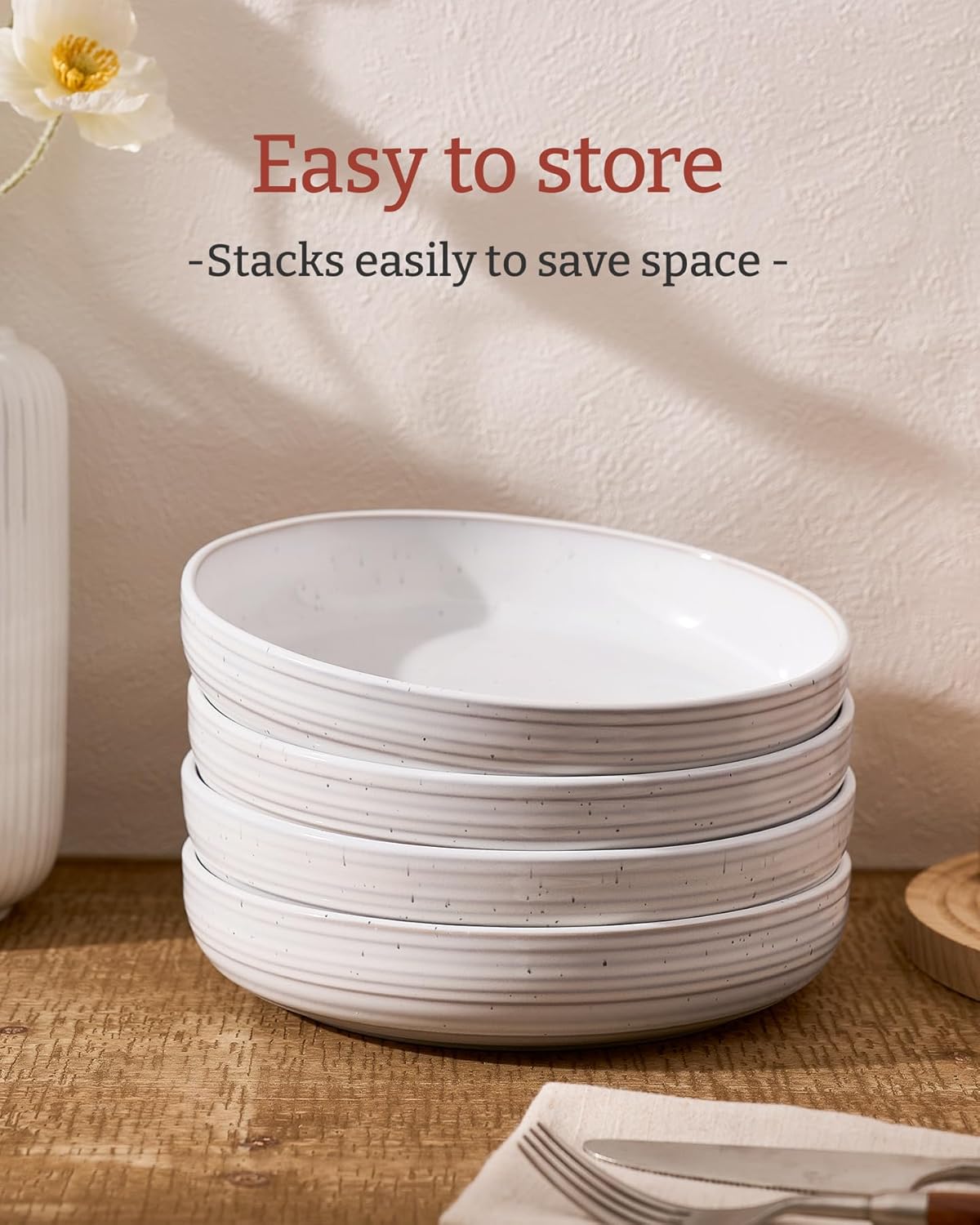 Detalle de famiware Milkyway 33 oz Bowl Set: Handcrafted Pasta Bowls with Double Reactive Glaze