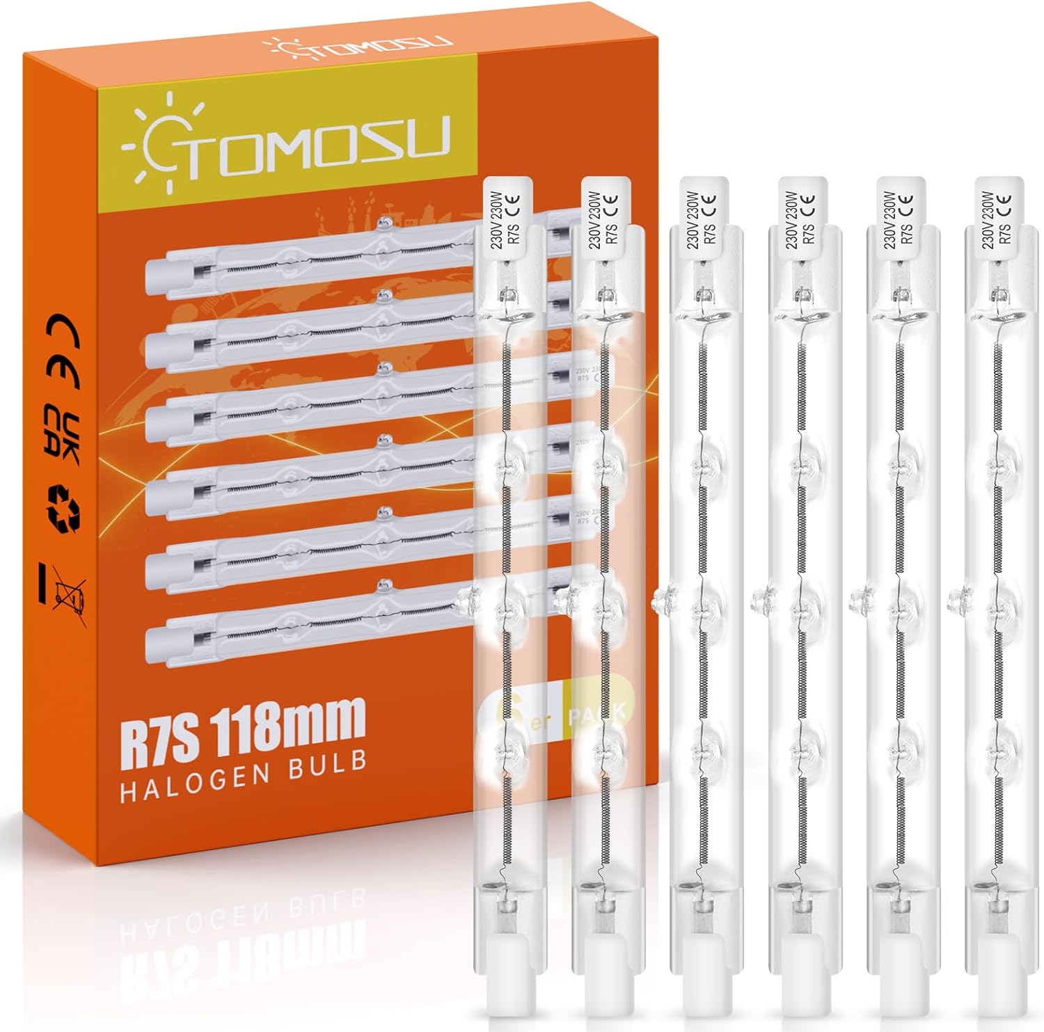 Tomosu R7s Halogen Bulb 230W 118mm 4650lm 2800K Pack of 6