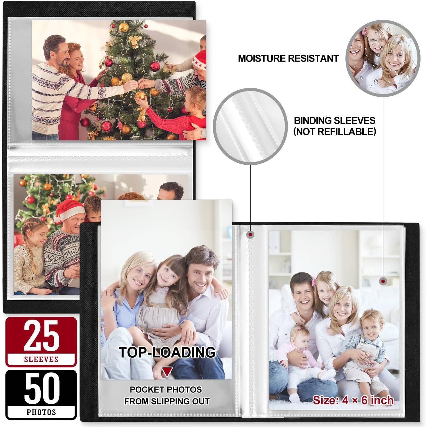 Thumbnail 4 de Lanpn Small Photo Album 6x4 (2 Packs) – 50 Photos Each Pack, Linen Top Loading Portrait Albums