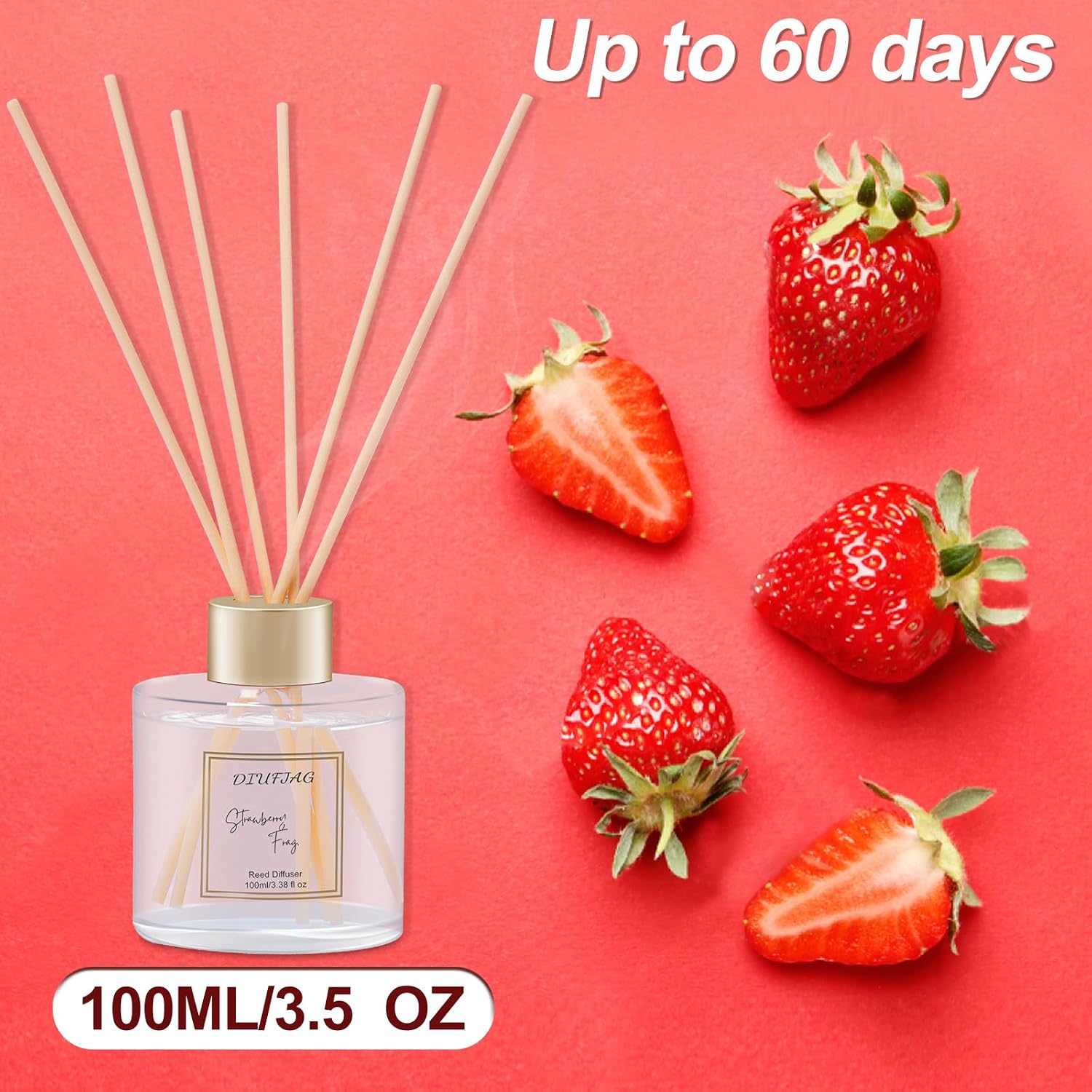 Detalle 2 de DIUFJAG Reed Diffuser-06-Strawberry-UK doftspridare, 100 ml med 6 fiberpinnar