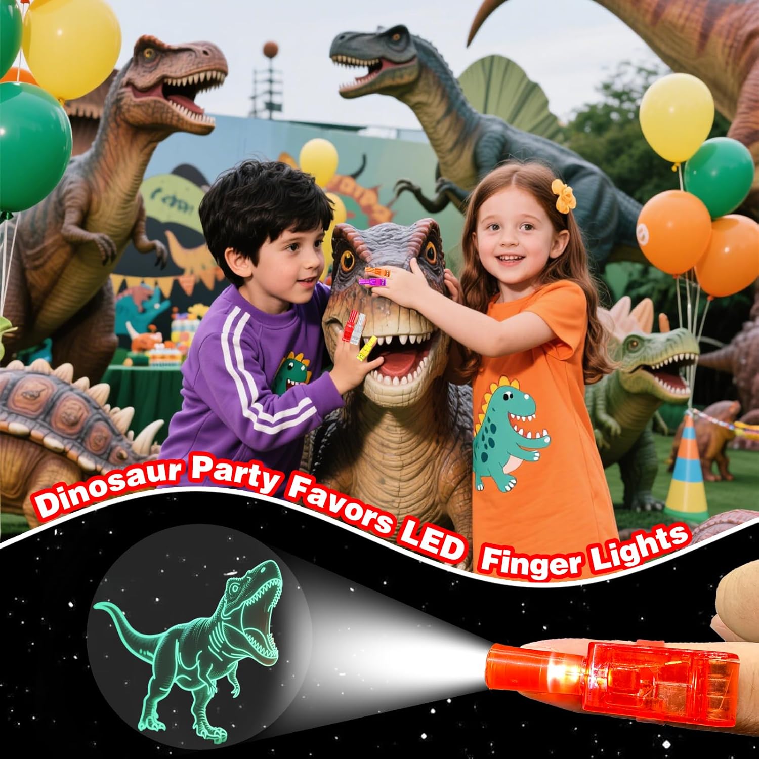 Thumbnail 2 de KCNVLCK 40 Pcs Dinosaur LED Finger Lights – Glow-in-the-Dark Party Favours for Kids