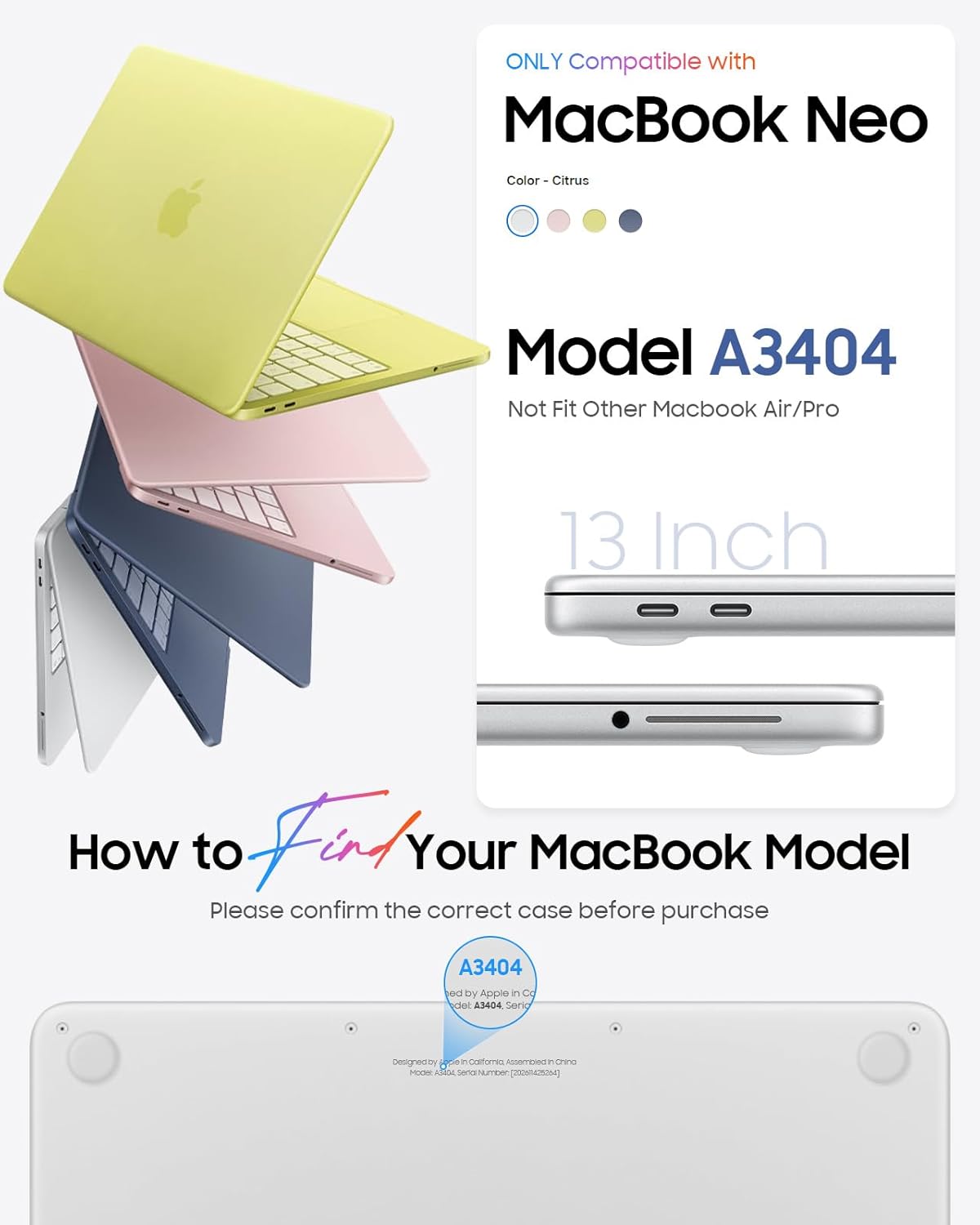 Thumbnail 1 de FINTIE Case for MacBook Neo 13-inch (2026) A3404 – ultra slim transparent hard shell