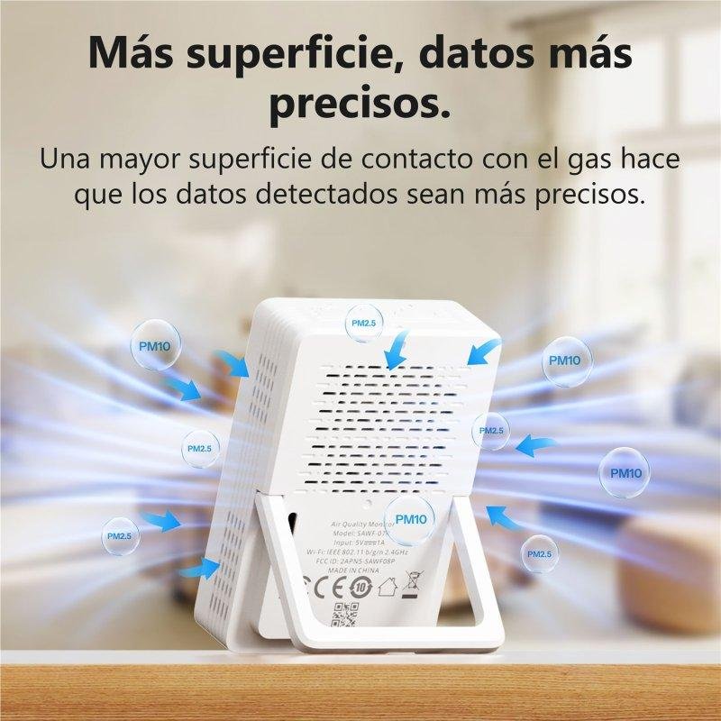 Detalle de Monitor de calidad del aire Sonoff Airguard PM2.5 PM10 – Wi‑Fi Matter, USB-C, Blanco