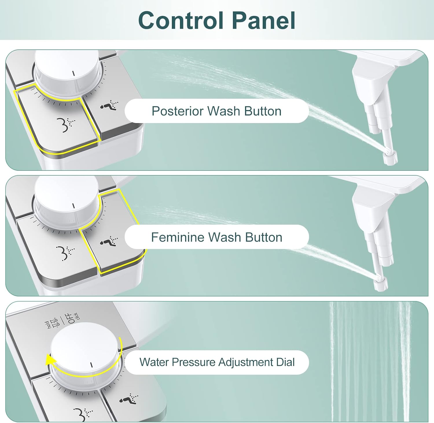 Thumbnail 2 de SHIKITEK LCAJK-001SW-CA Bidet Attachment, Dual Nozzles, Self-Cleaning