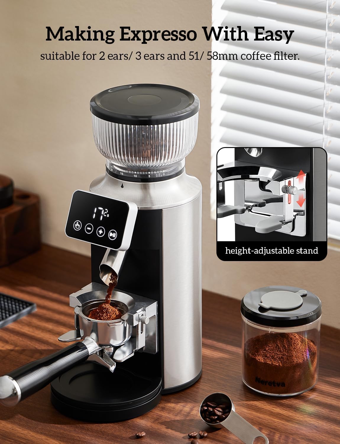 Detalle 2 de Neretva coffee grinder, stainless steel