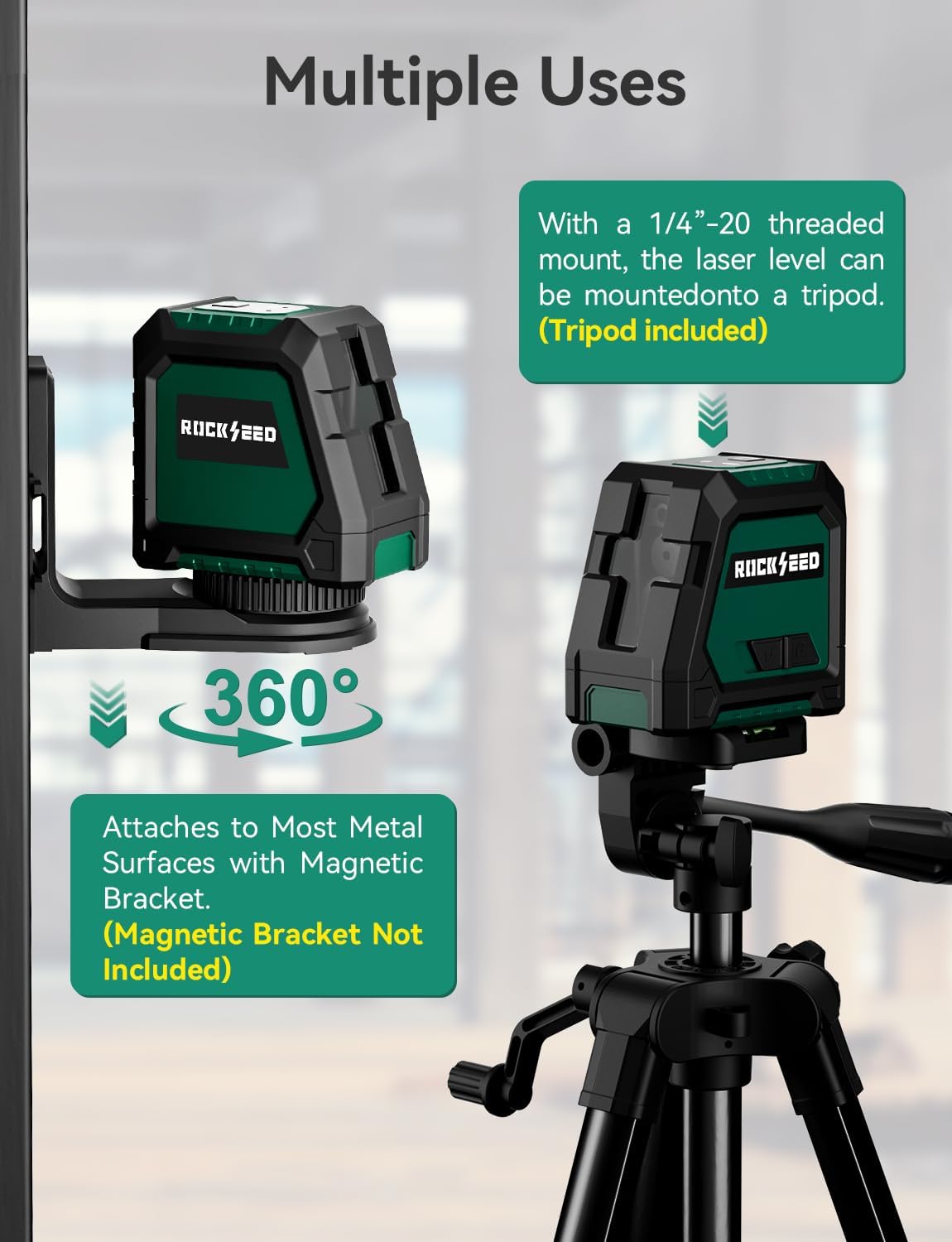 Detalle de RockSeed Line Laser Level with 47-Inch Tripod