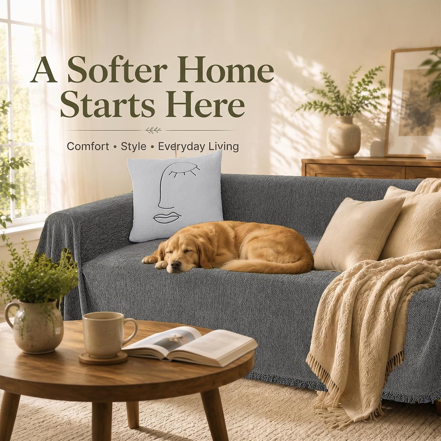 Thumbnail 4 de YHUKB Chenille sofa cover, 71 x 118 inches