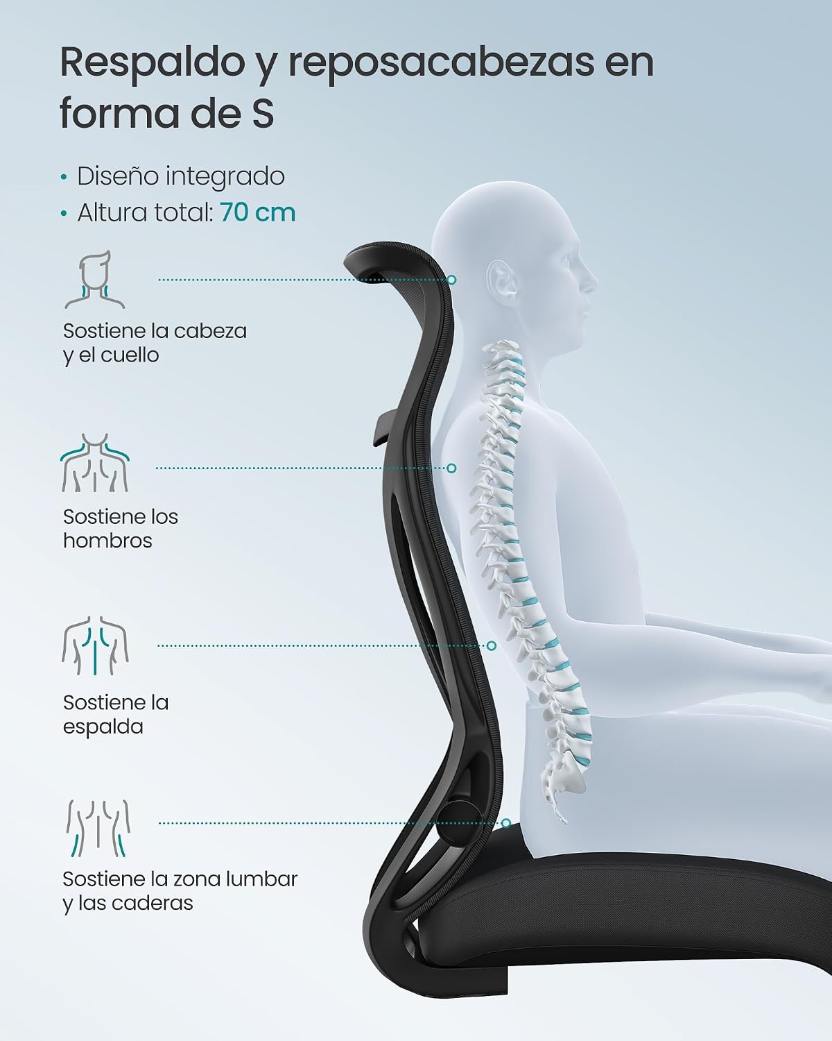Thumbnail 4 de SONGMICS Silla de Oficina OBN088B01 150 kg