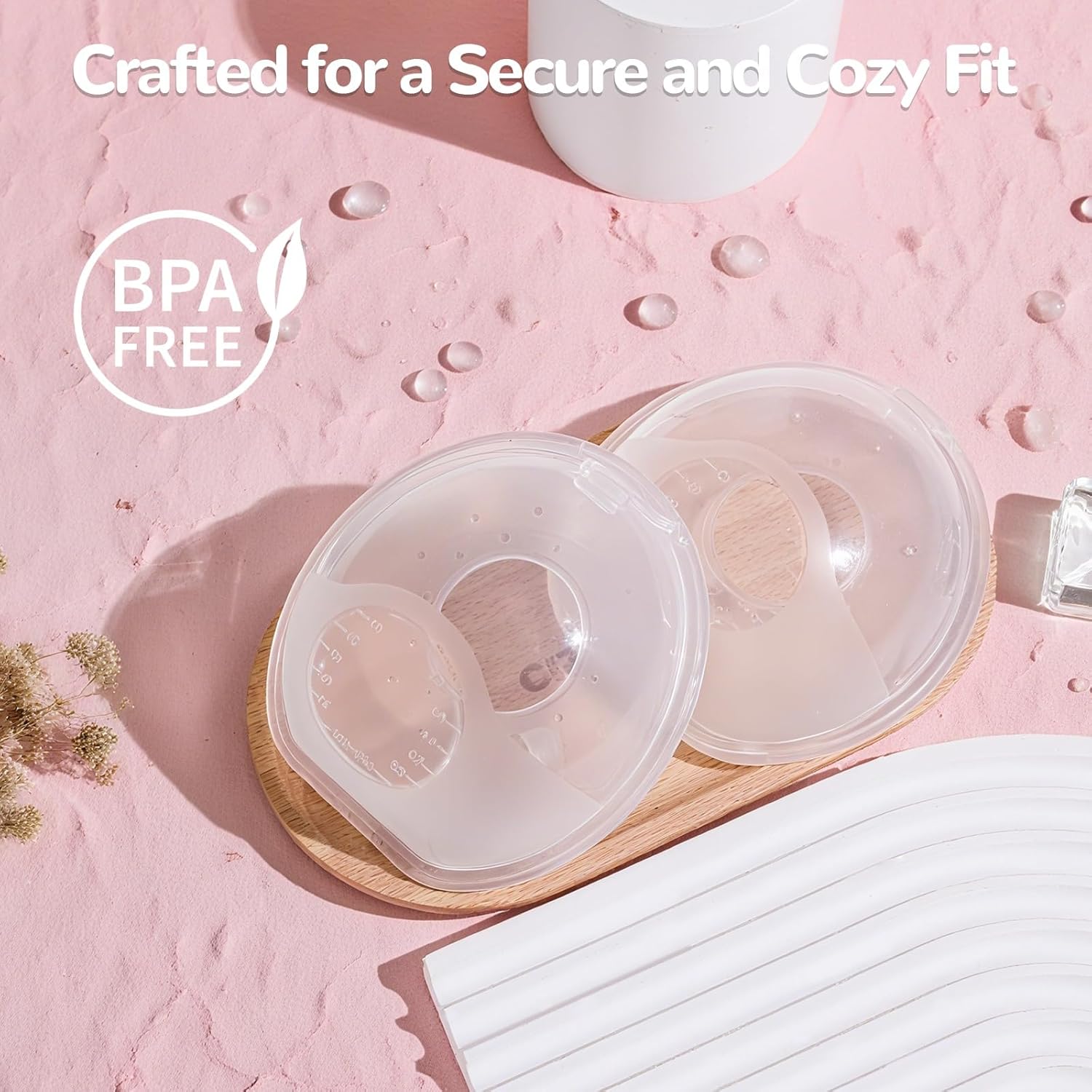 Detalle 2 de Qmibaby Breast Milk Collector (2 Pack) – 60ml BPA-free nursing cups with leak-proof shells