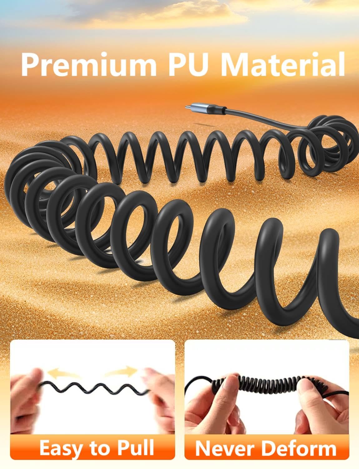 Detalle 2 de USB C Spiralkabel Kurz 30–60 cm 🔌