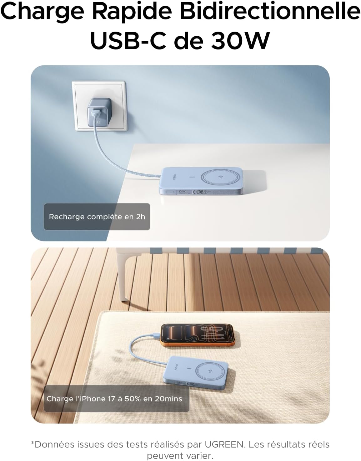 Thumbnail 2 de UGREEN MagFlow Air Qi2 15W magnetische powerbank, 10.000 mAh en USB-C 30W