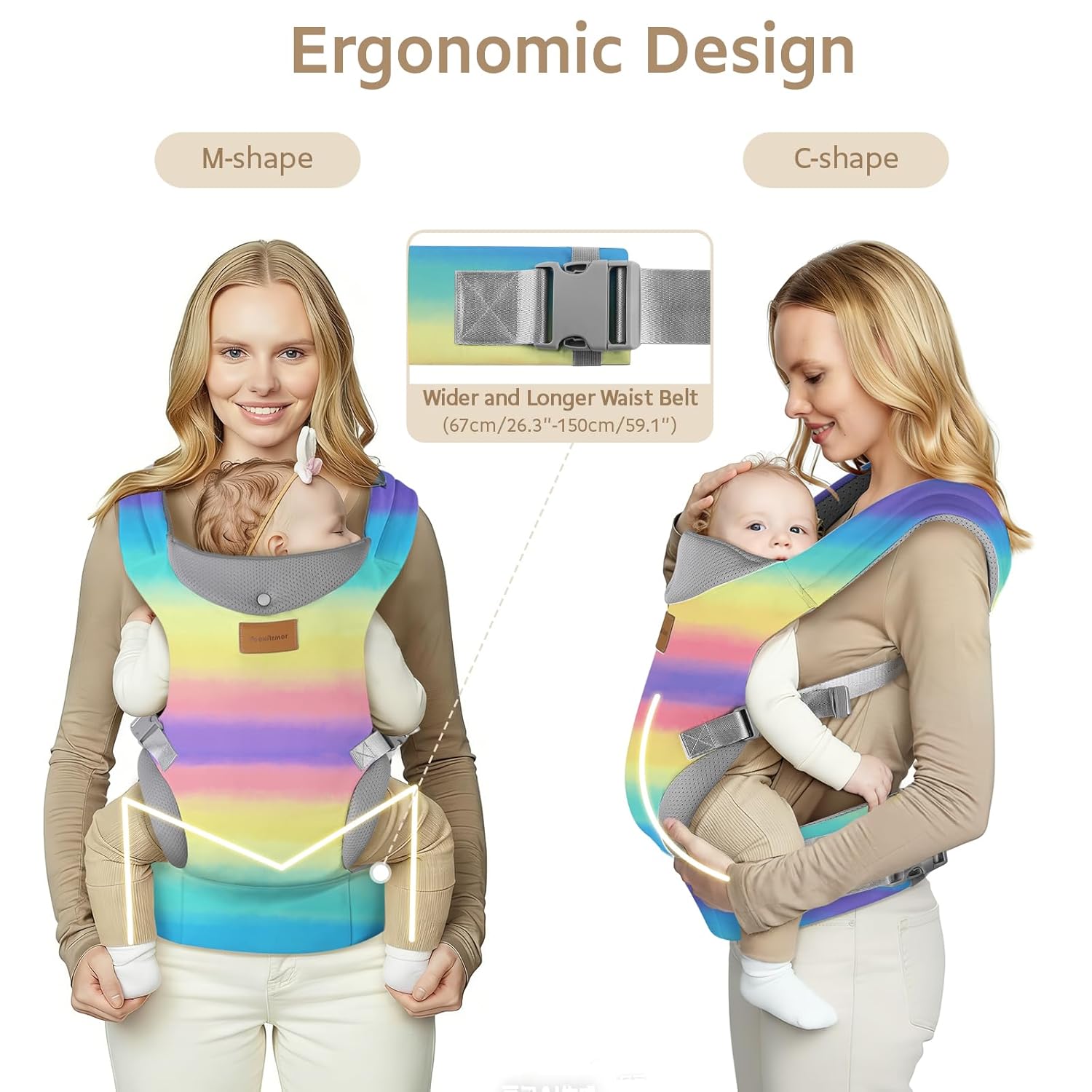 Detalle de YooxArmor Babytrage Neugeborenes bis 30 kg – Ergonomischer Tragekomfort 4-in-1