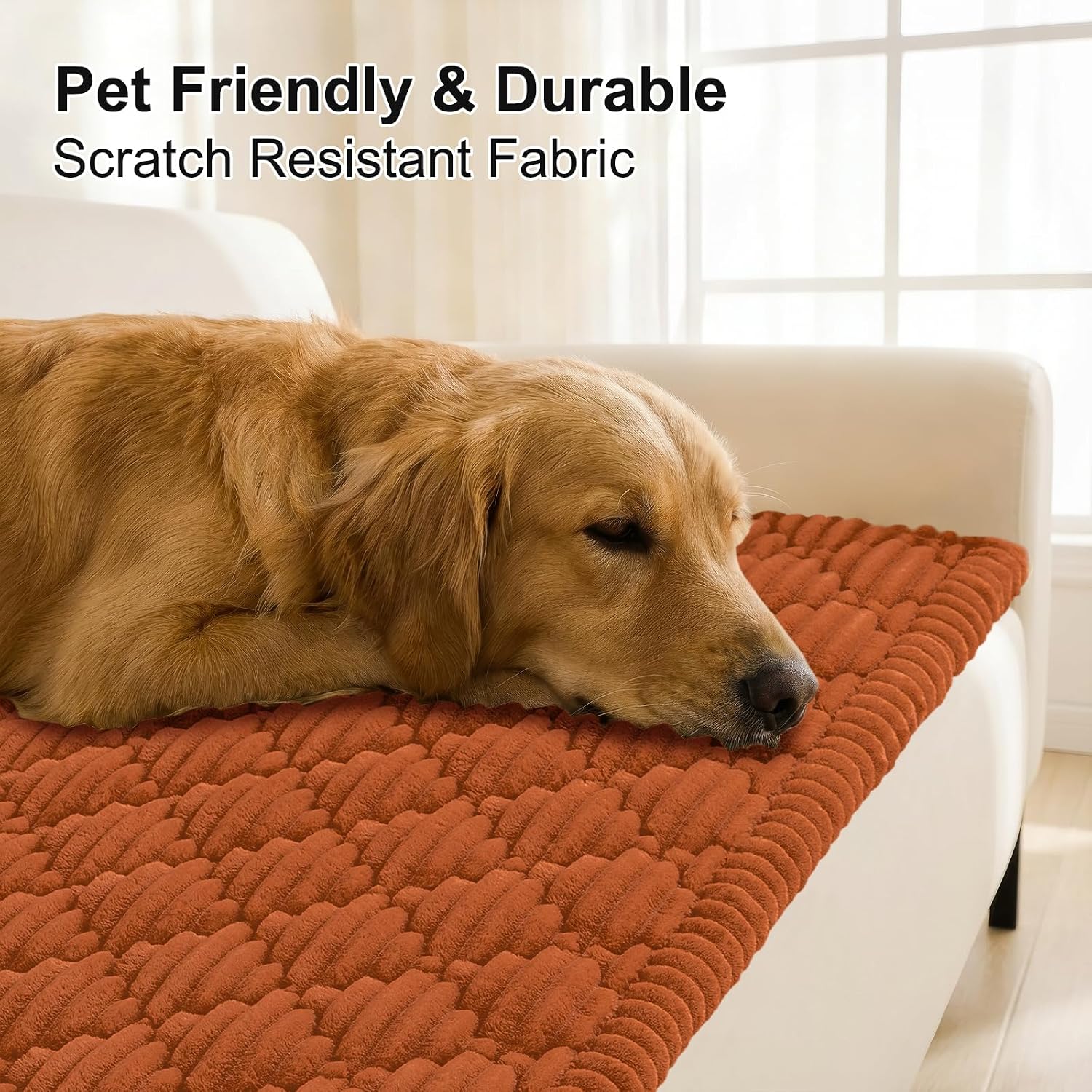 Detalle de Smiry Fall Couch Cover for Dogs, Washable Non-Slip Rust Sofa Protector, 27.6" x 70.9