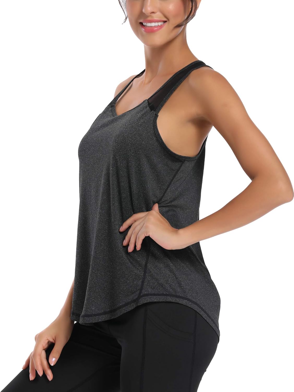 Detalle 2 de Aeuui Women's Workout Tank Top with Mesh Racerback – Breathable, Sweat-Wicking Sleeveless Gym Tee