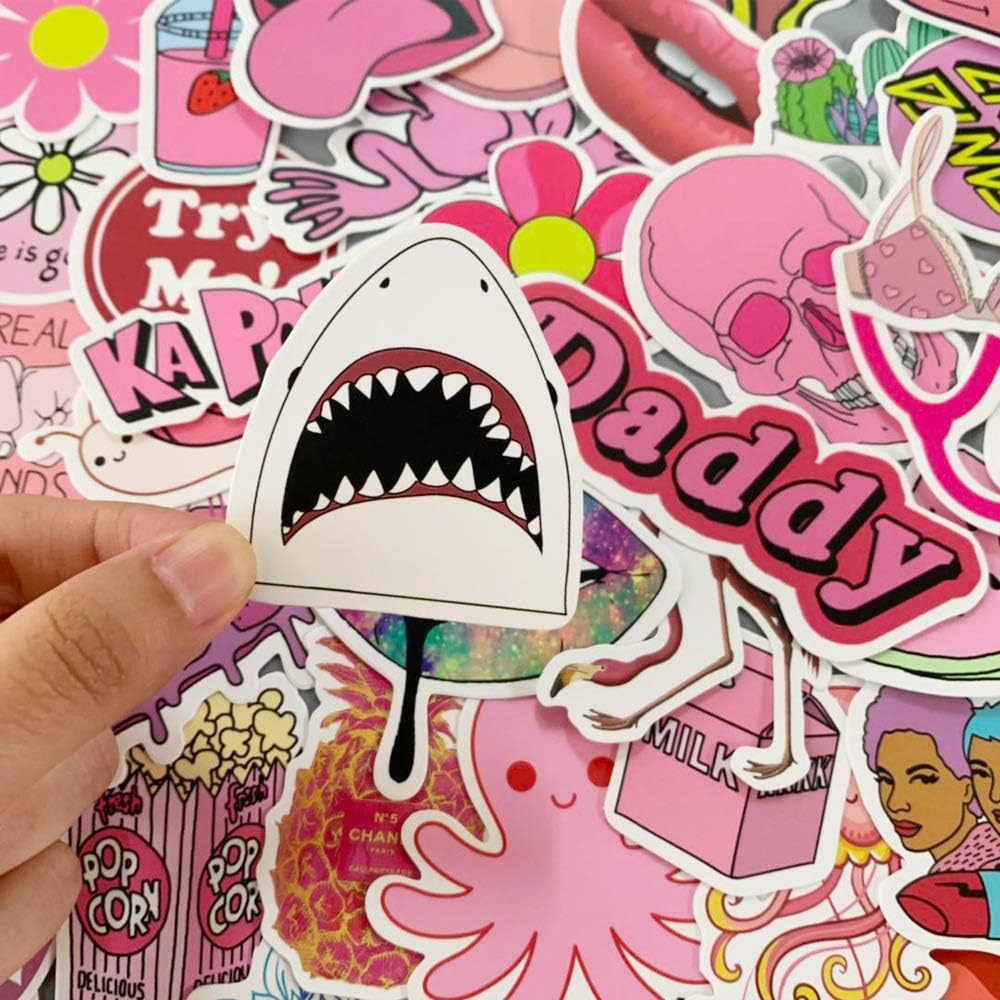 Detalle de Stickers Aesthetic Pack 100 Sheets Cute VSCO Neon Girls – Waterproof Vinyl Decals