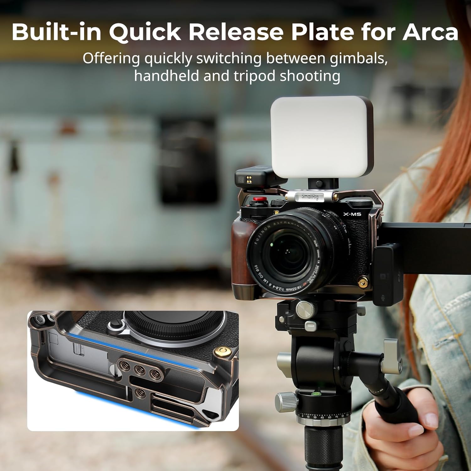 Thumbnail 3 de SmallRig Retro Cage for FUJIFILM X-M5 with Built-in Wooden Handgrip and Arca Quick Release Plate (4892)