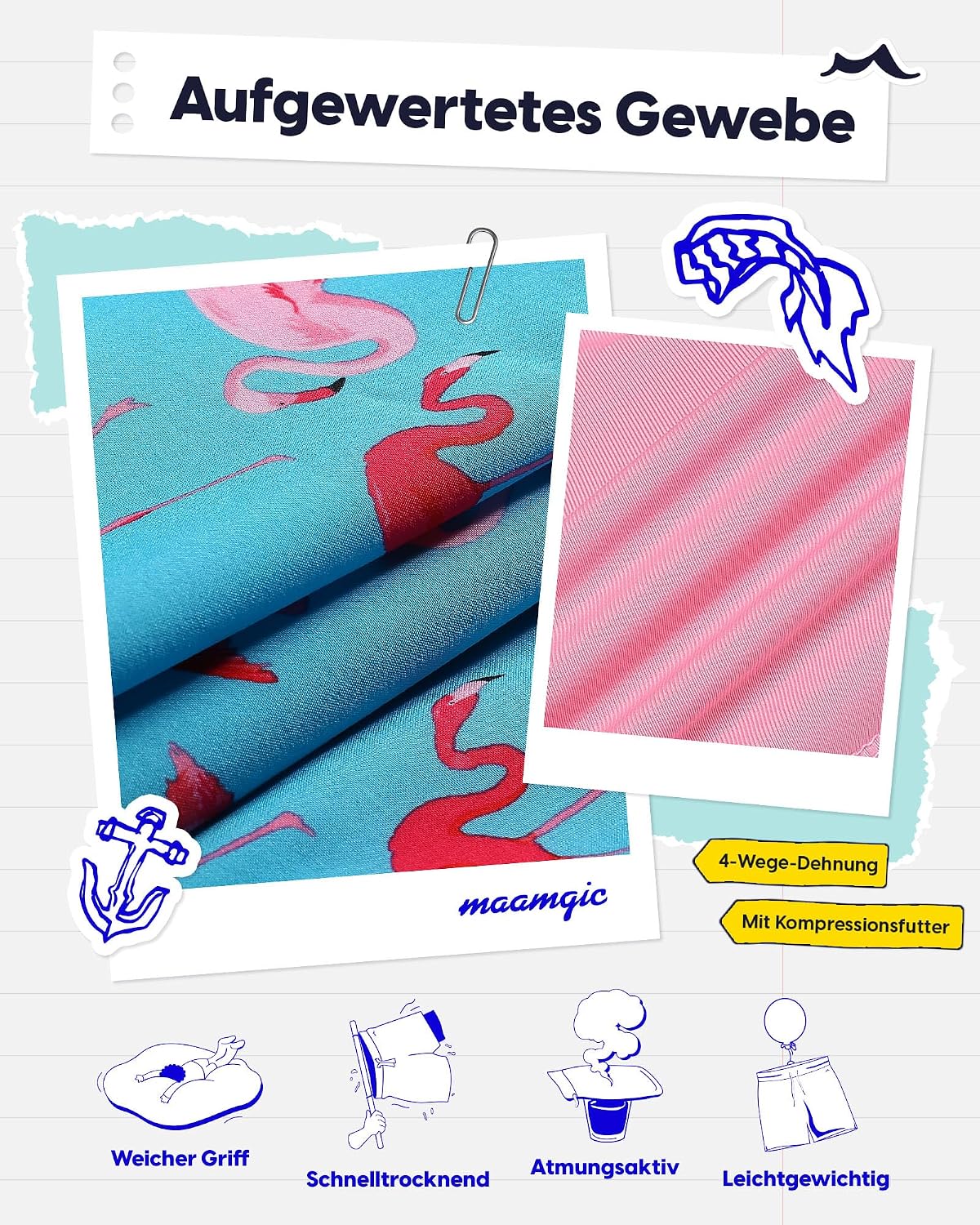 Thumbnail 2 de MaaMgic Herren Badehose 2-in-1 mit Kompression und Innenhose (ca. 14 cm Innenlänge), schnelltrocknend