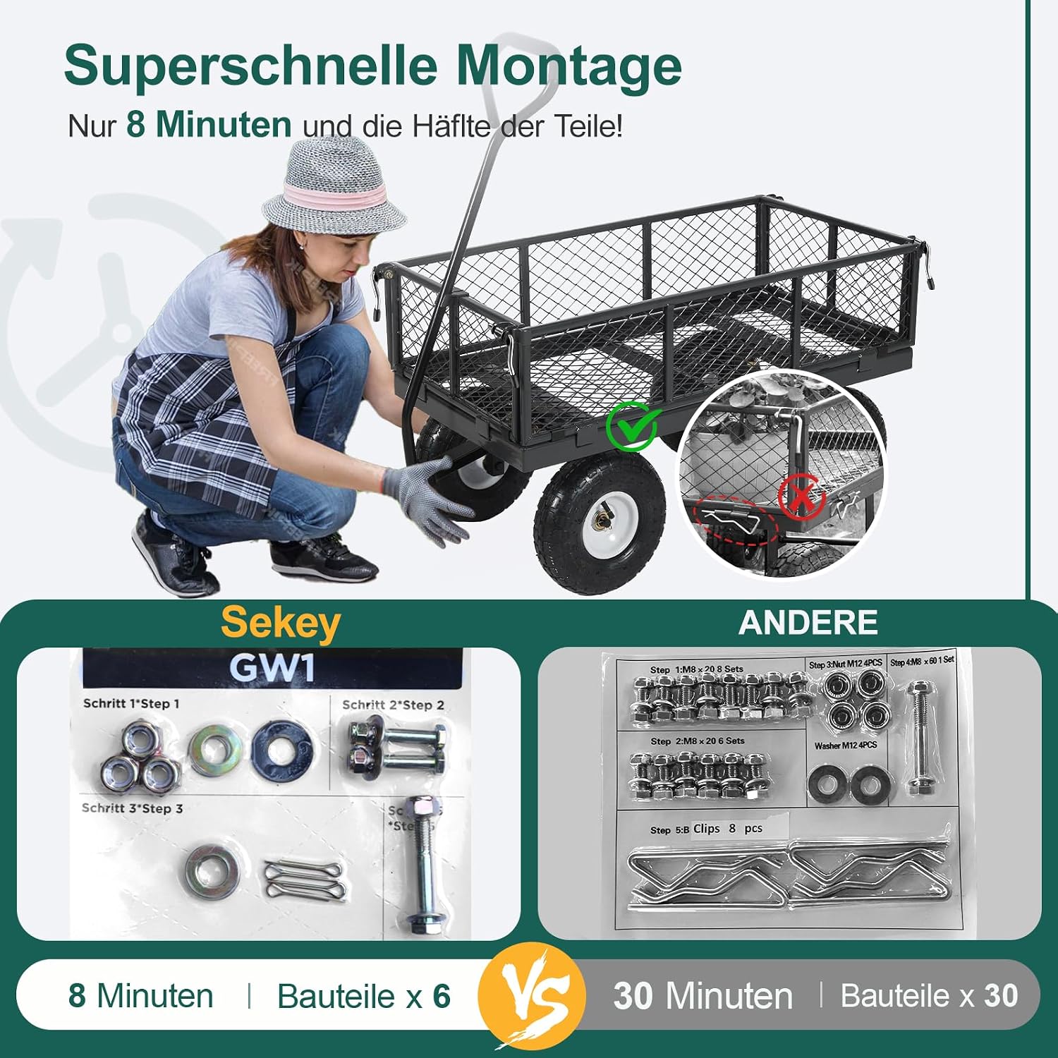 Thumbnail 2 de Sekey Bollerwagen Gartenwagen 350 kg ECHT